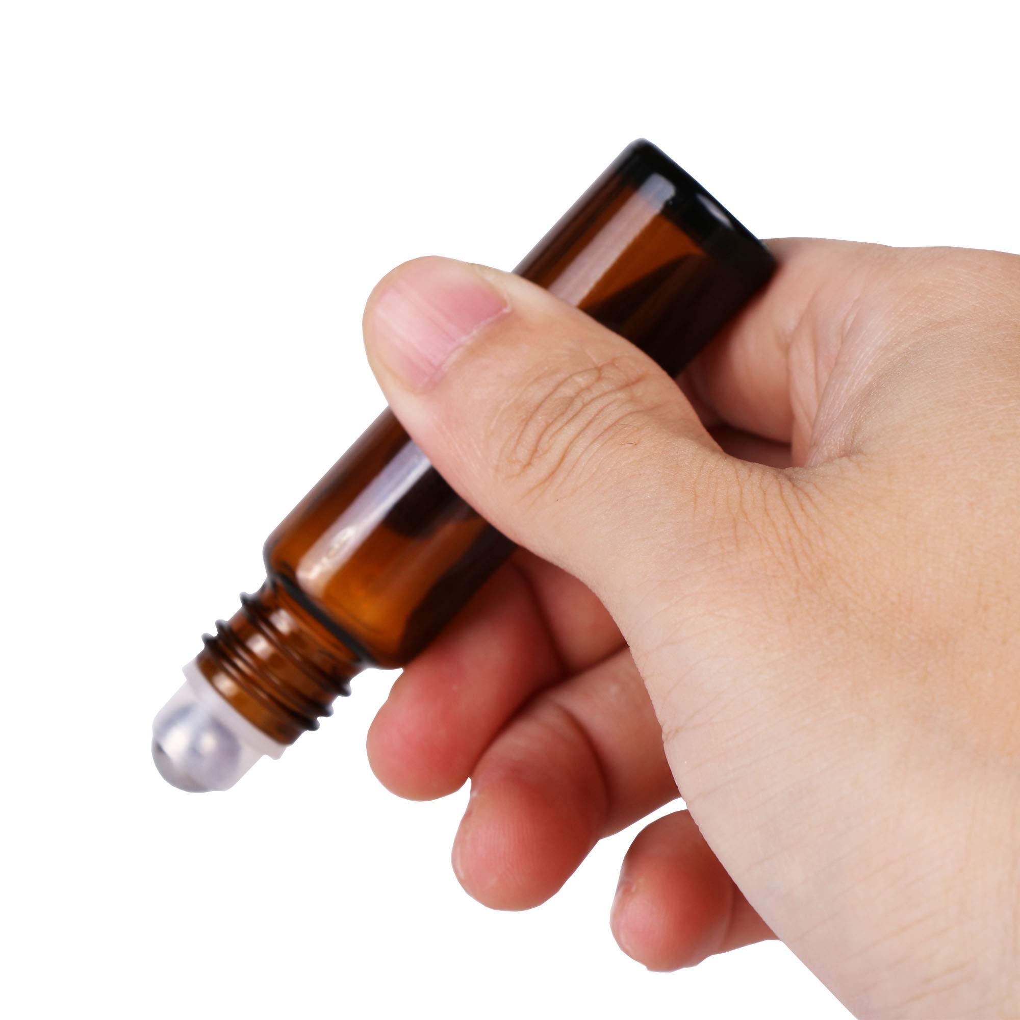 Inice 4 Pack Essential Oil Roller Bottles 10Ml Amber Glass Rollerball Bottle With Stainless Steel Roller Ball Alloy Cap For Dail
