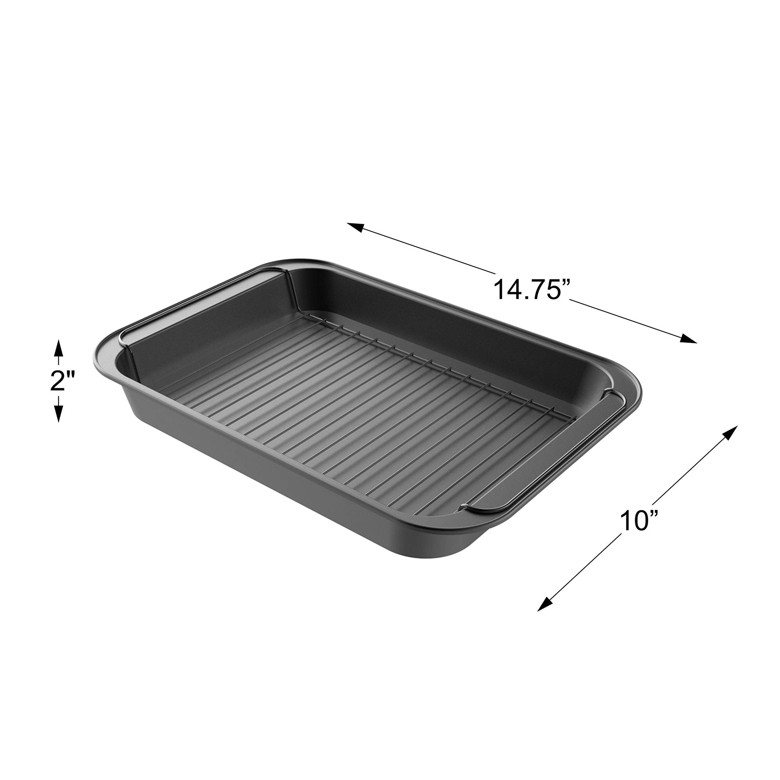 Roasting Pan With Rack-Nonstick Oven Roaster With Removable Grid To Drain Fat And Grease-Healthier Cooking With Kitchen Bakeware