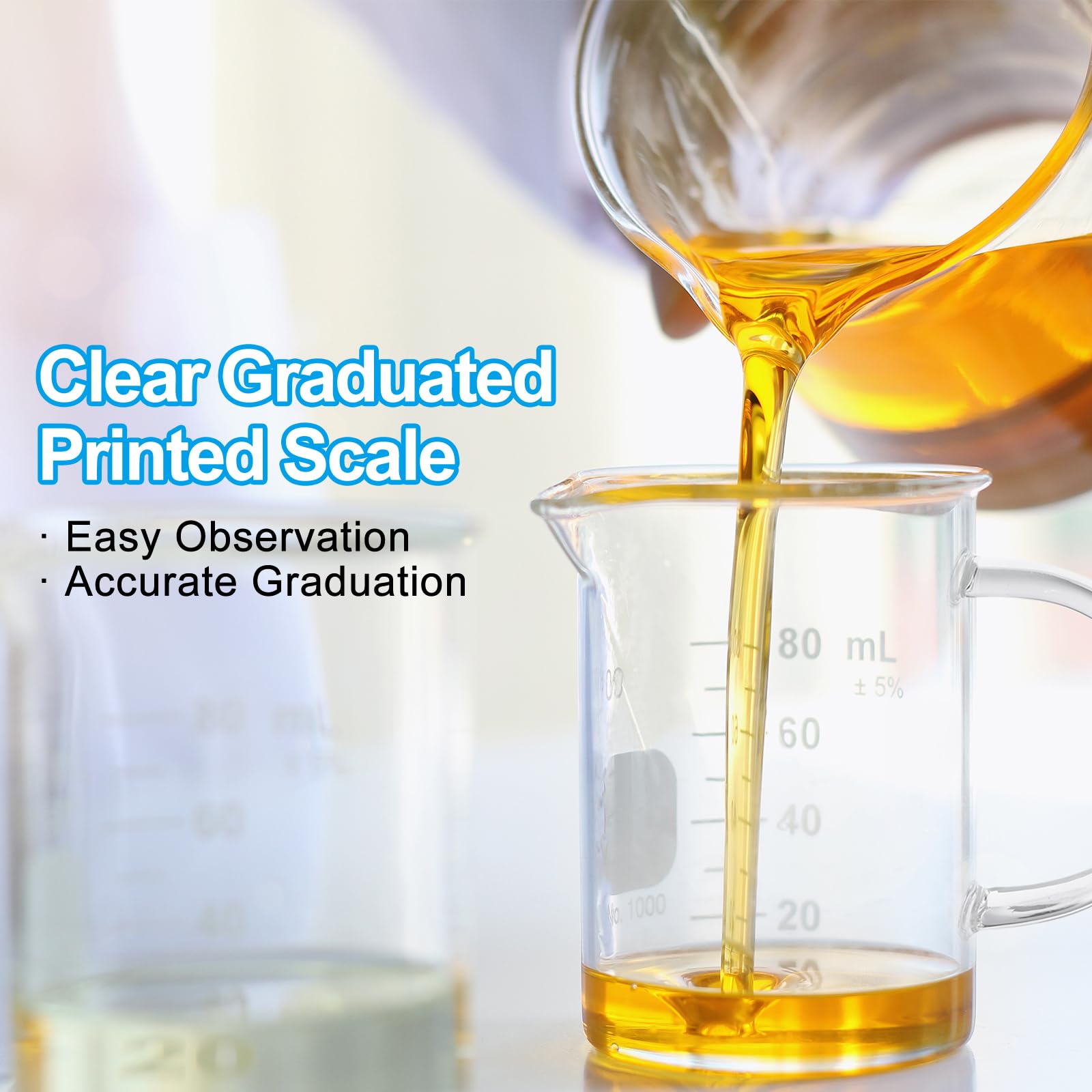 Patikil 350Ml Glass Measuring Cup, 3.3 Borosilicate Glass Graduated White Printed Scale Liquid Measure Cups Beaker With Glass Li