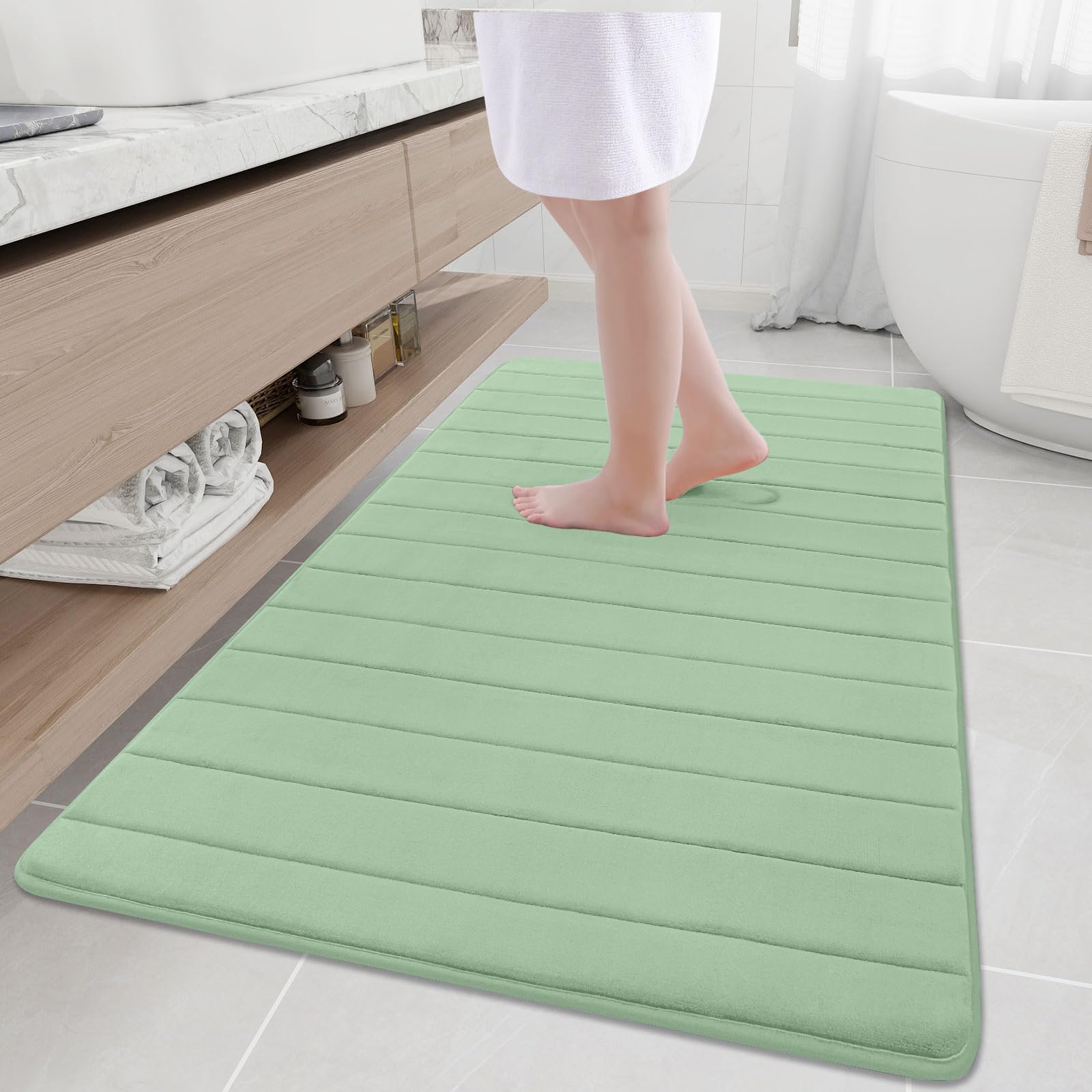 Buganda Memory Foam Bath Mat Rug, 59'' X 34'', Ultra Soft And Non-Slip Bathroom Rugs, Water Absorbent And Machine Washable Bath