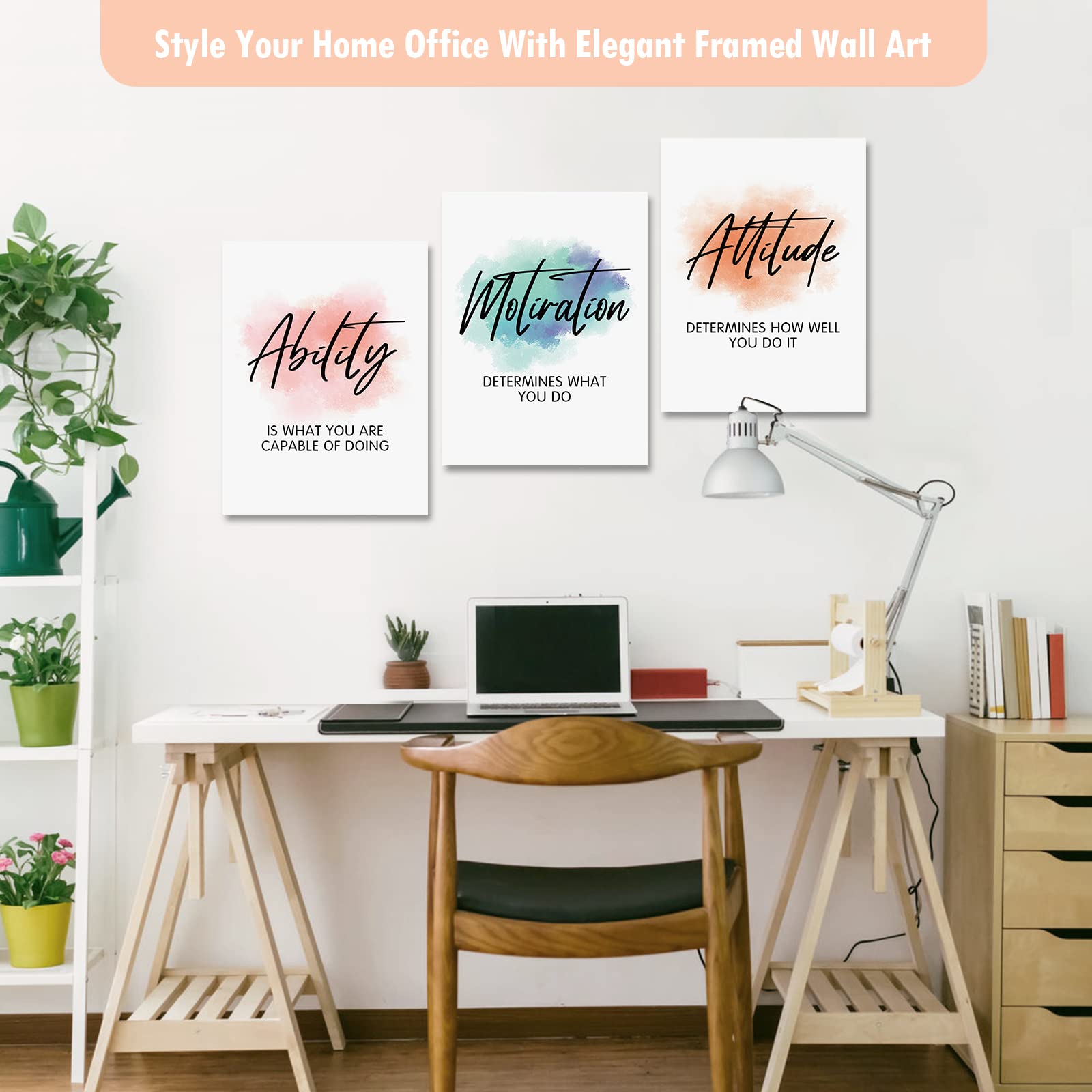 Gednzib Inspirational Wall Decor Motivational Wall Art For Office Wall Art - 3 Piece Canvas Wall Art Prints, Framed Poster For B