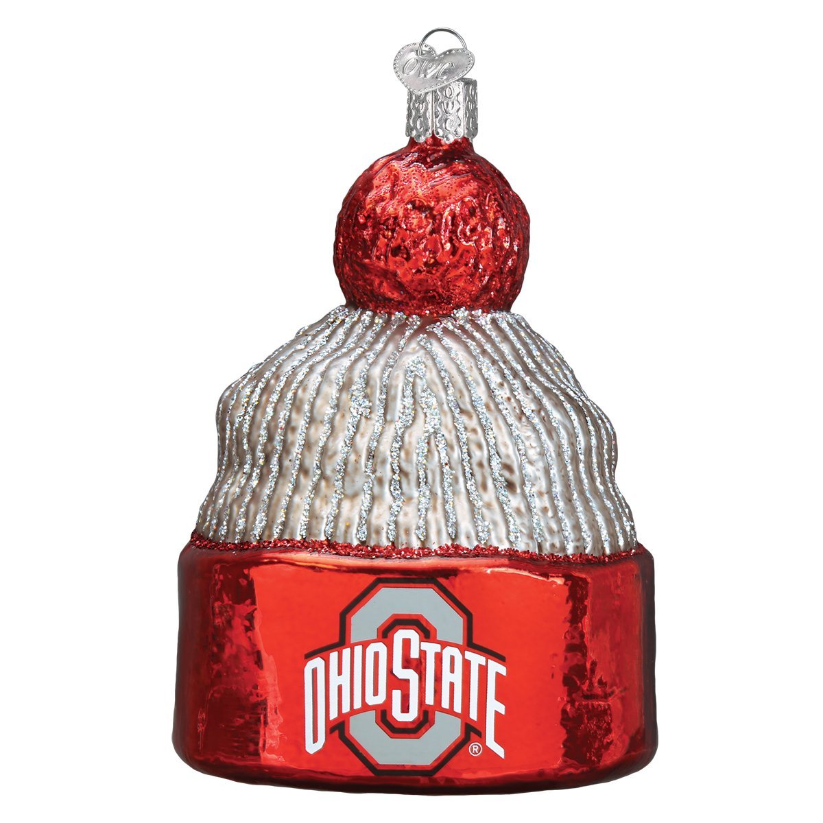 Old World Christmas Ohio State Buckeyes Beanie Glass Blown Ornament for Christmas Tree, Handcrafted Holiday Decoration, Universi