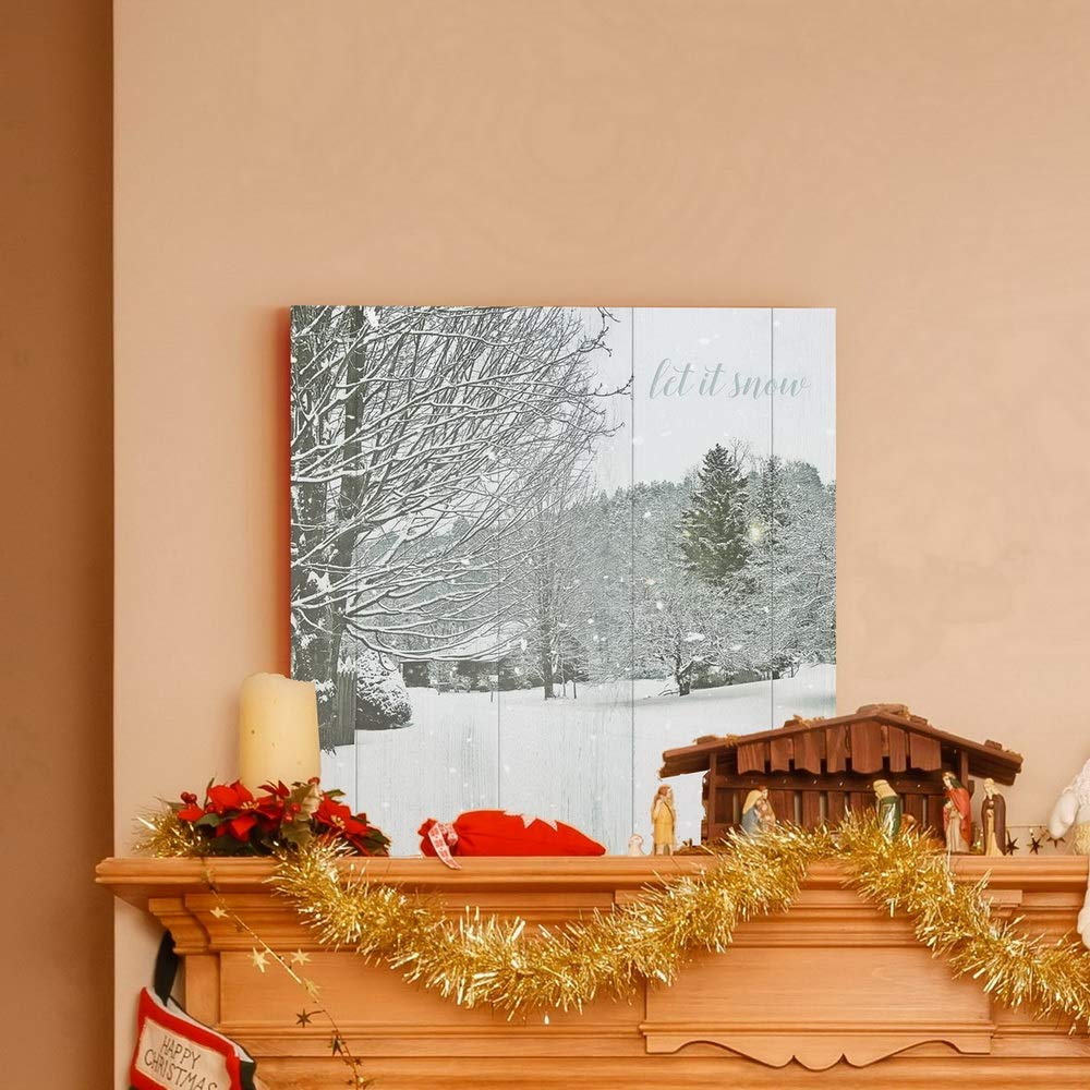 Renditions Gallery Let It Snow Wall Art, Charming Christmas & Winter Artwork, Scenic White Forest Setting, Premium Gallery Wrapp