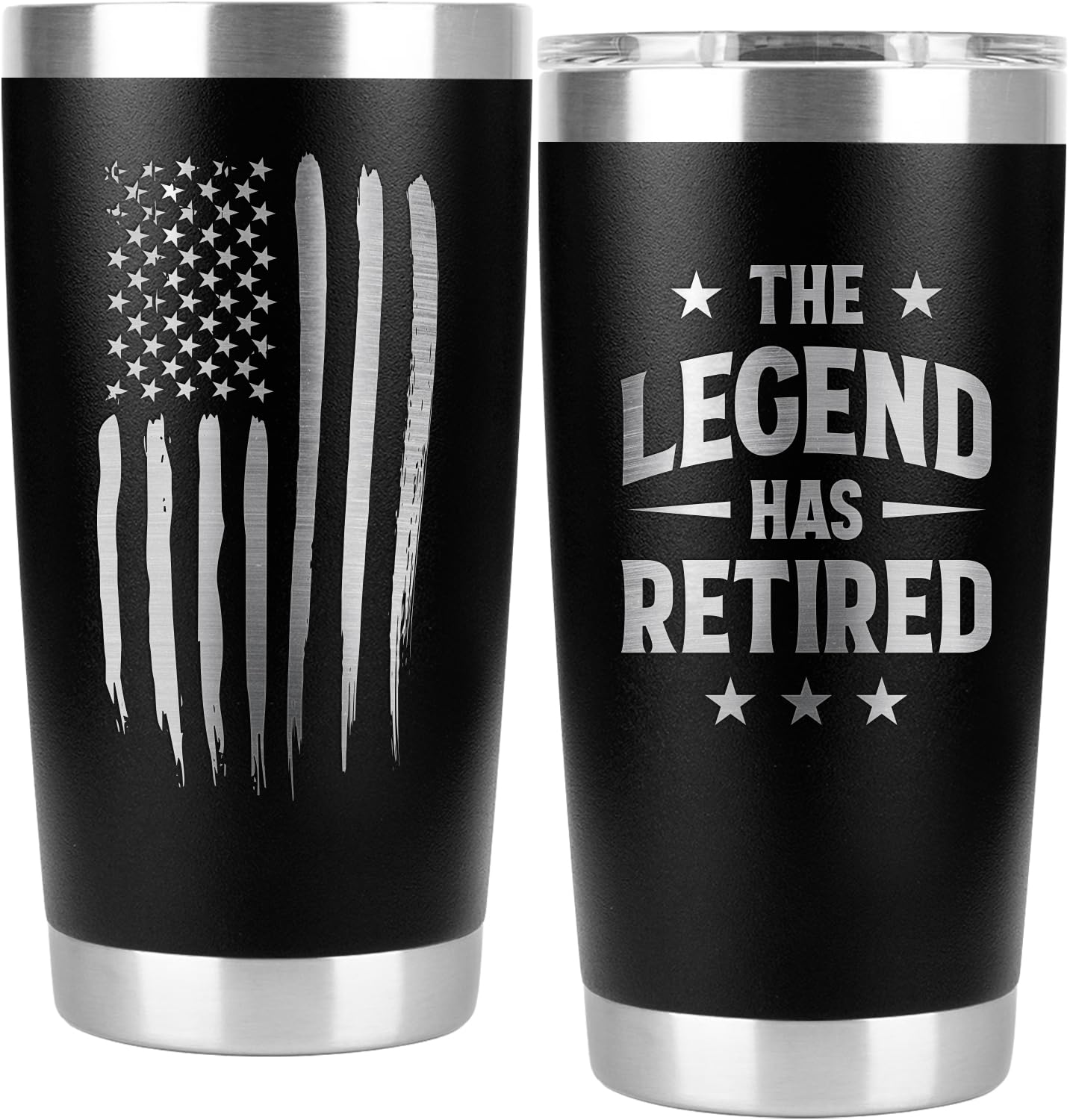 Prpinkrain Retirement Gifts For Men 2024 - The Legend Has Retired - American Flag Tumbler, Gag Gifts For Men, Him, Husband, Cowo