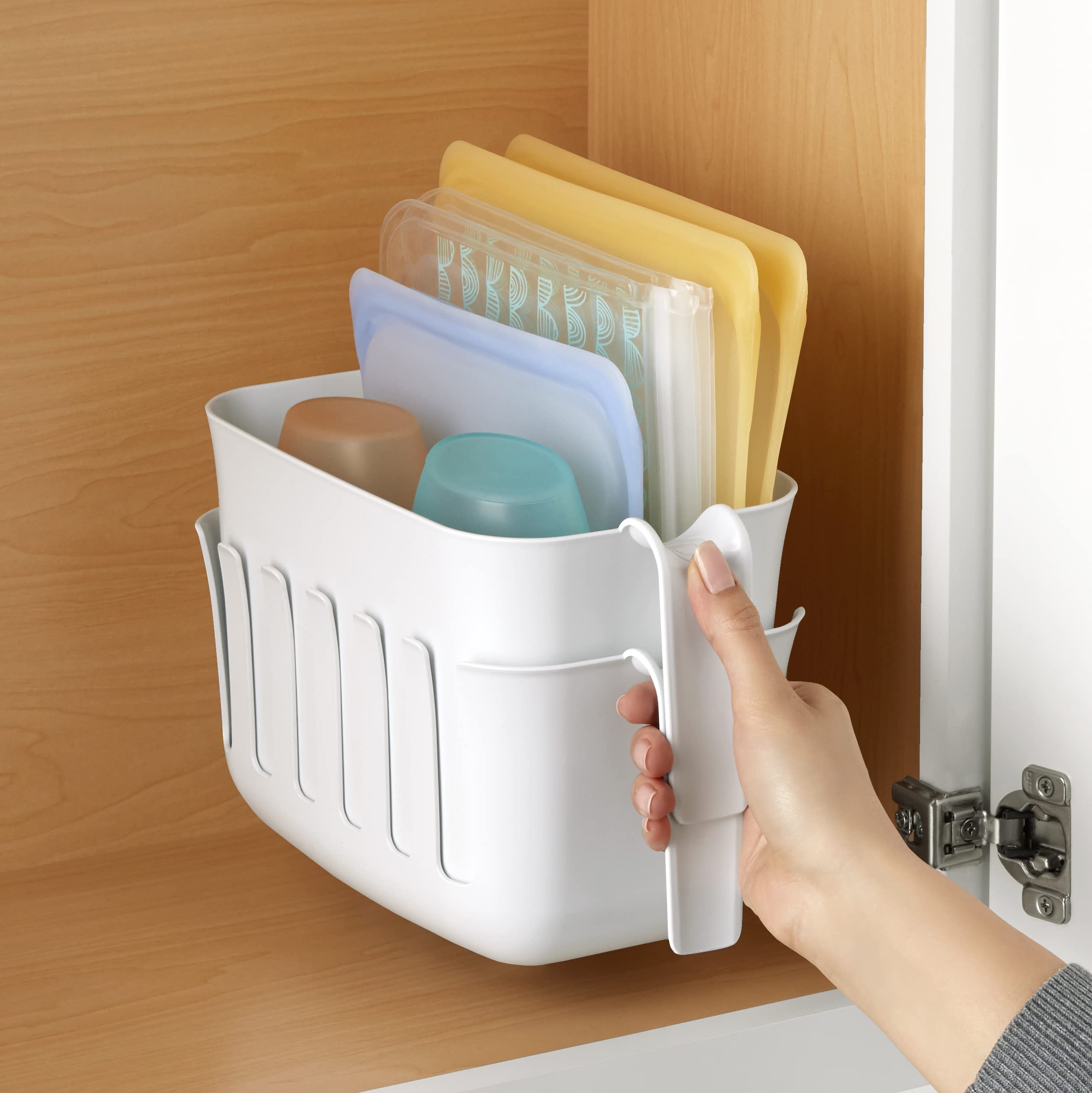 Youcopia Dry&Store Reusable Bag Drying Rack And Bin Set, Silicone Bags Organizer And Storage
