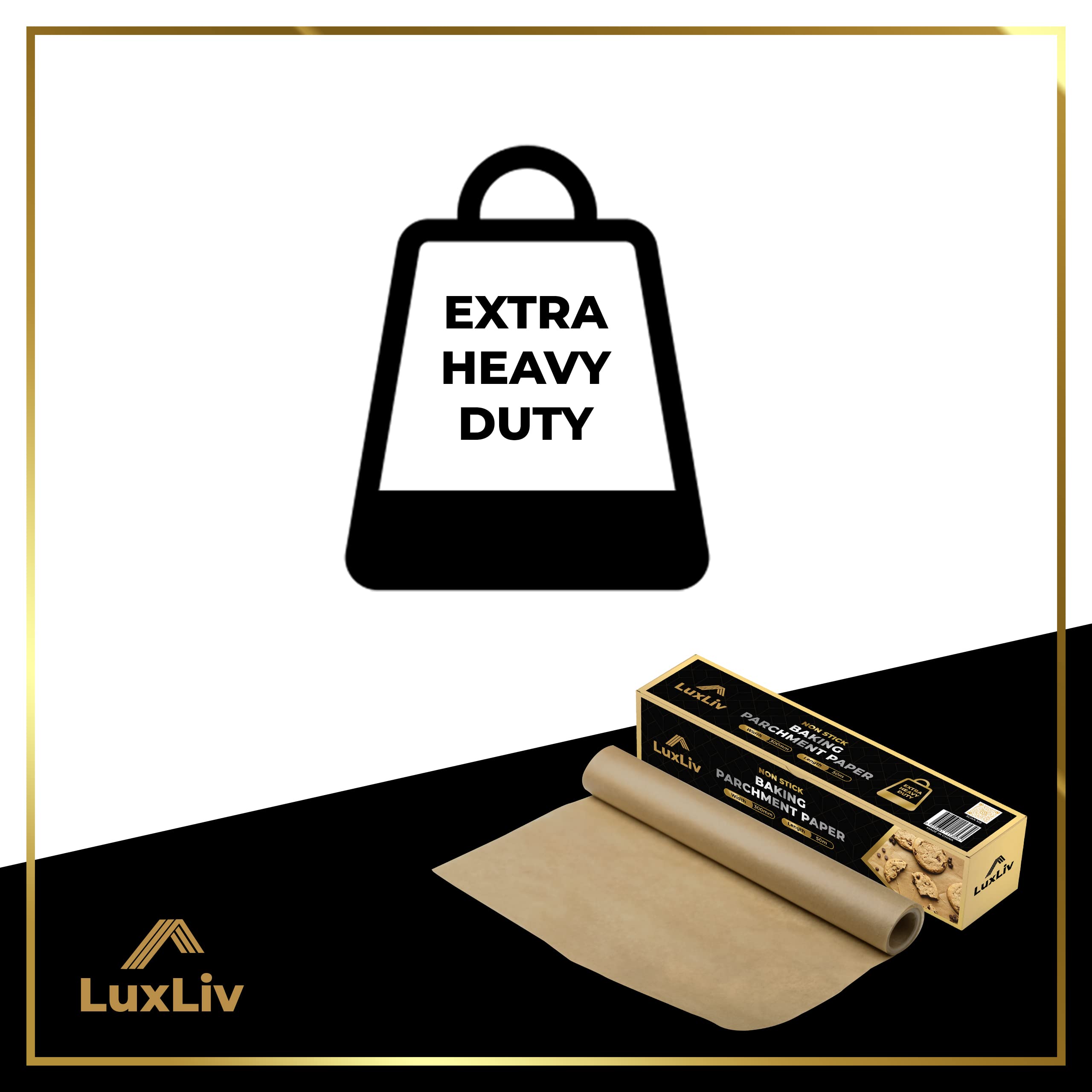 Luxliv 164Ft (50M) Length Unbleached Brown Parchment Paper Roll For Baking, Sourdough Bread Baking Supplies, Wax Paper Roll, Coo