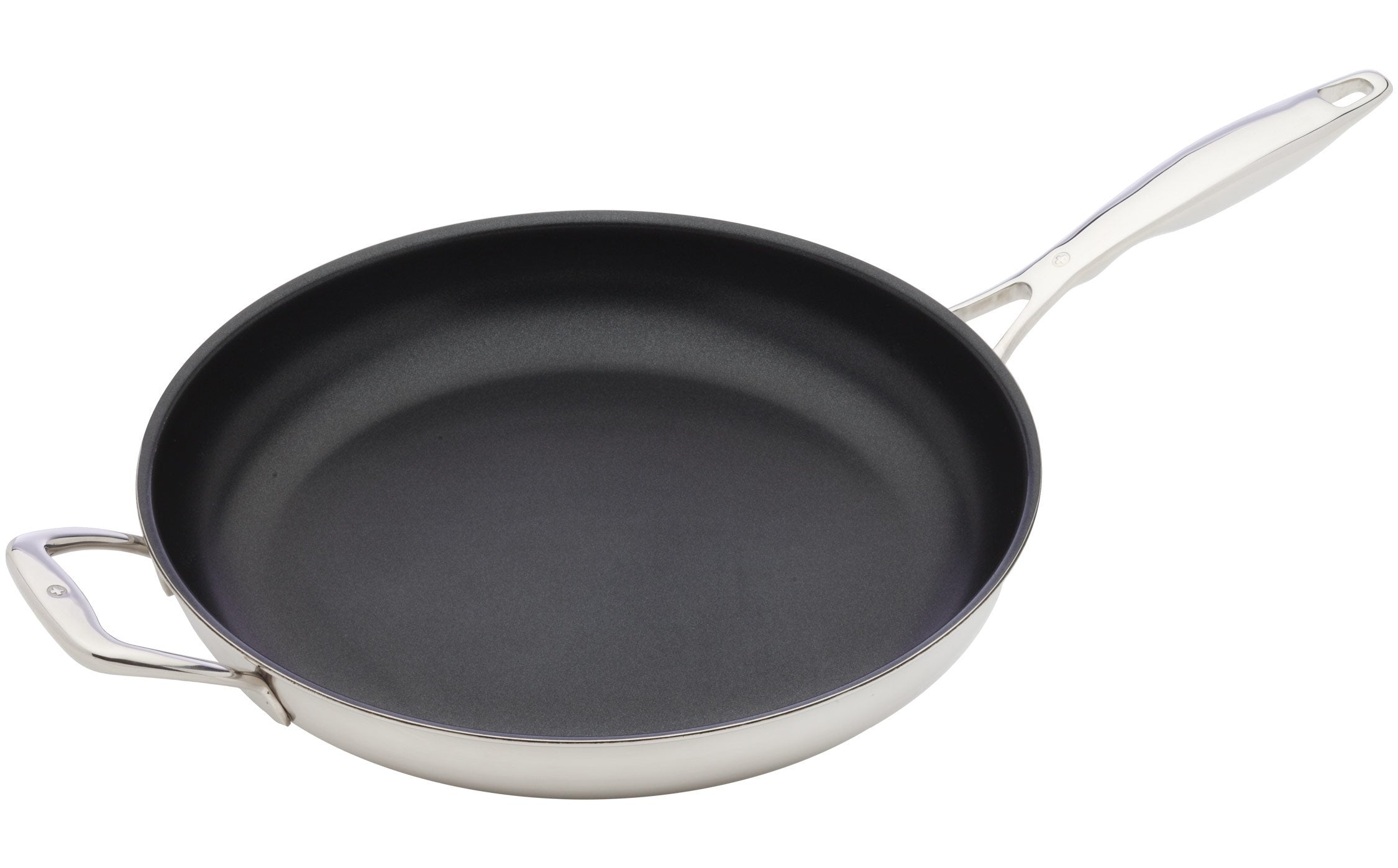 Swiss Diamond 12.5'' Fry Pan Nonstick Clad Induction Fry Pan, Stainless Steel Base, Dishwasher Safe And Oven Safe Fry Pan, Silve