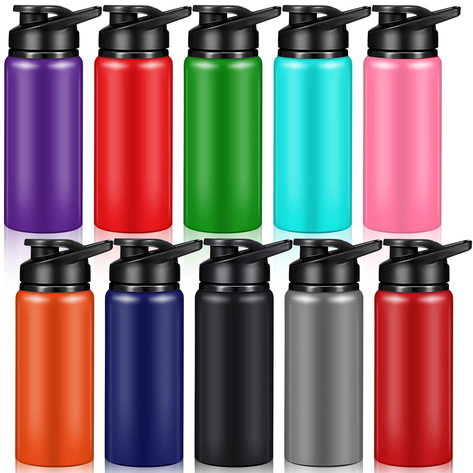 Mimorou 10 Pcs 20oz Aluminum Water Bottles Bulk, Multicolor