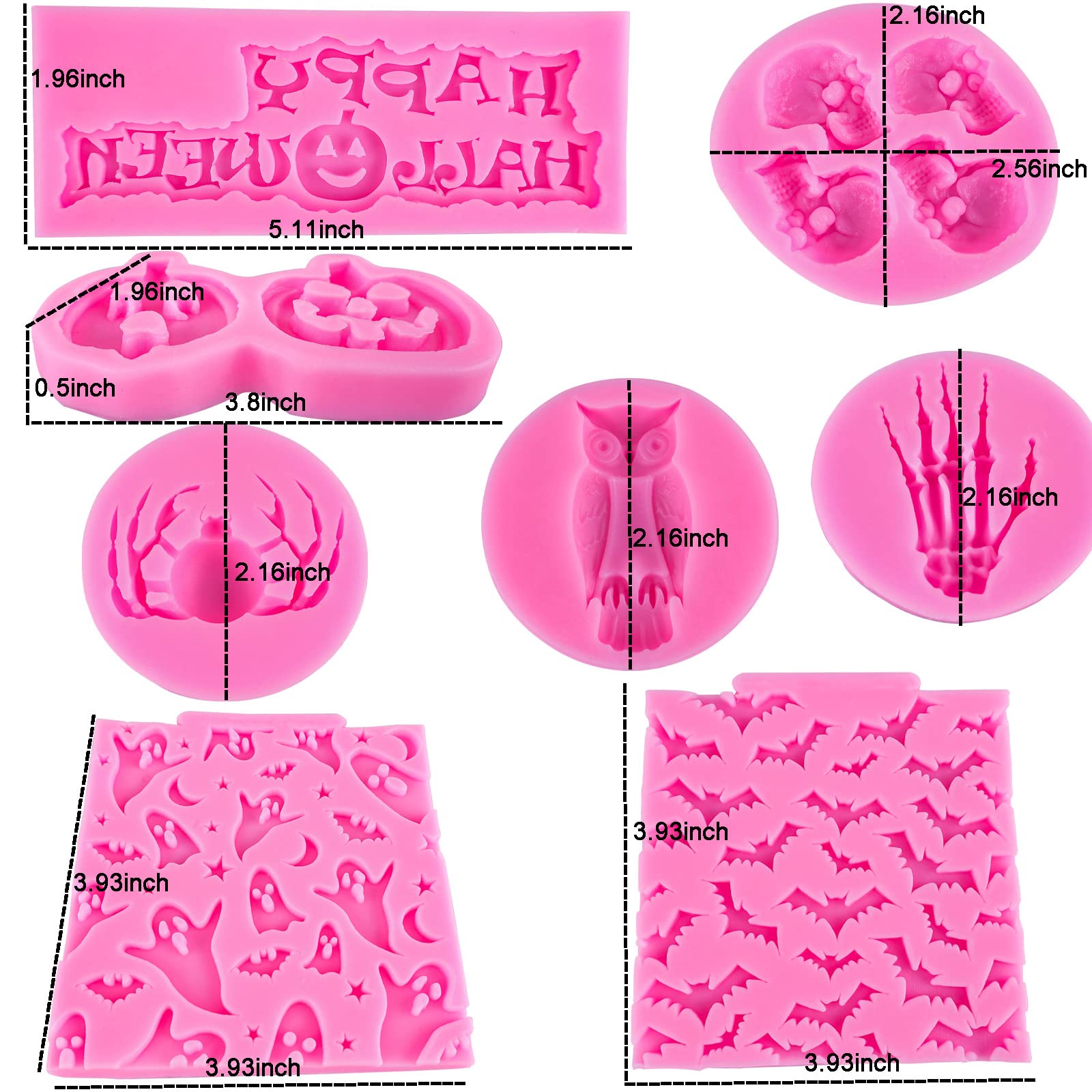 Halloween Molds, Halloween Fondant Molds,Halloween Cupcake Fondant Chocolate Candy Molds For Cake Decorating Cupcake Topper Cake
