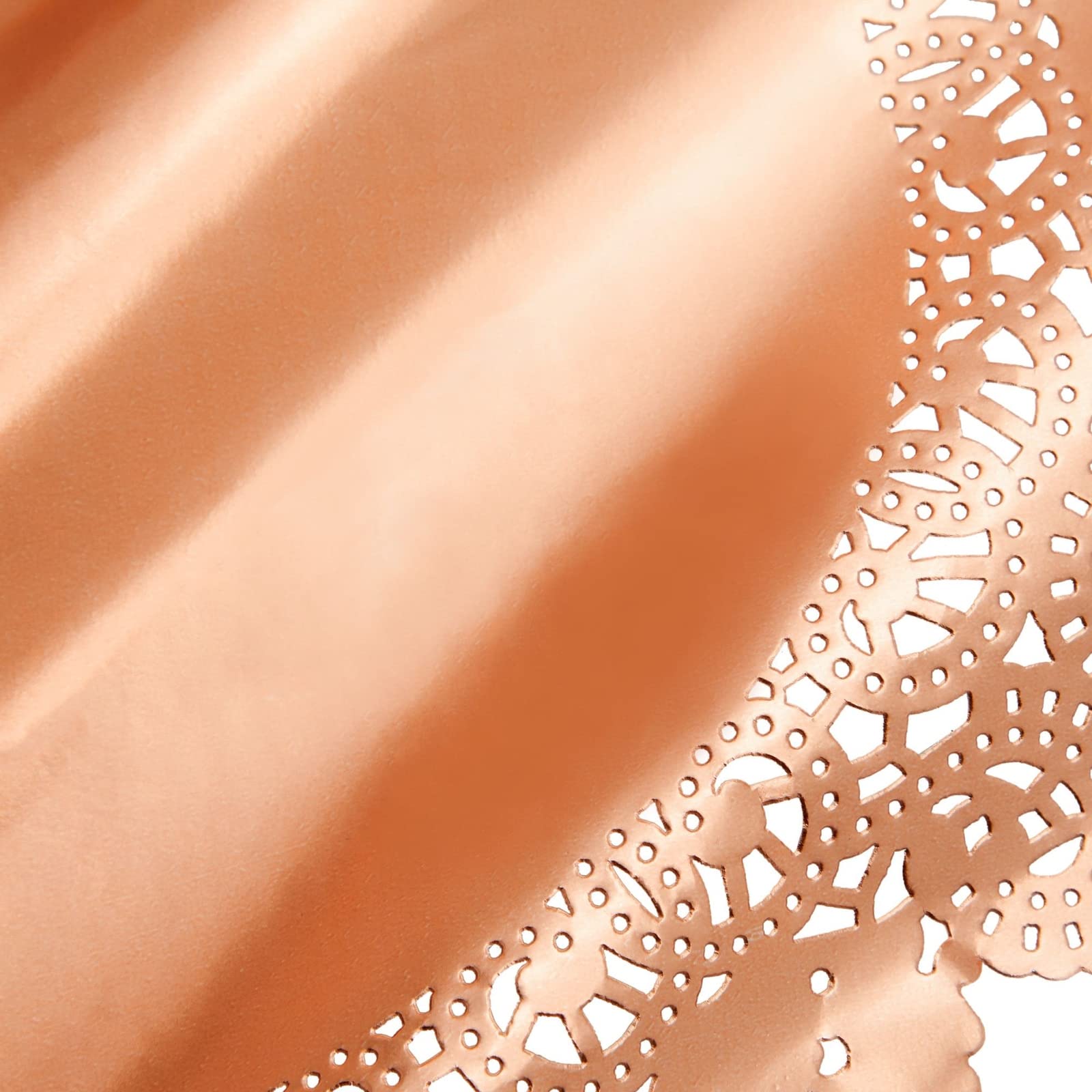 Juvale 100 Pack Metallic Copper Orange Placemats, Round Paper Lace Doilies For Place Settings, Desserts, Formal Events (10 In)