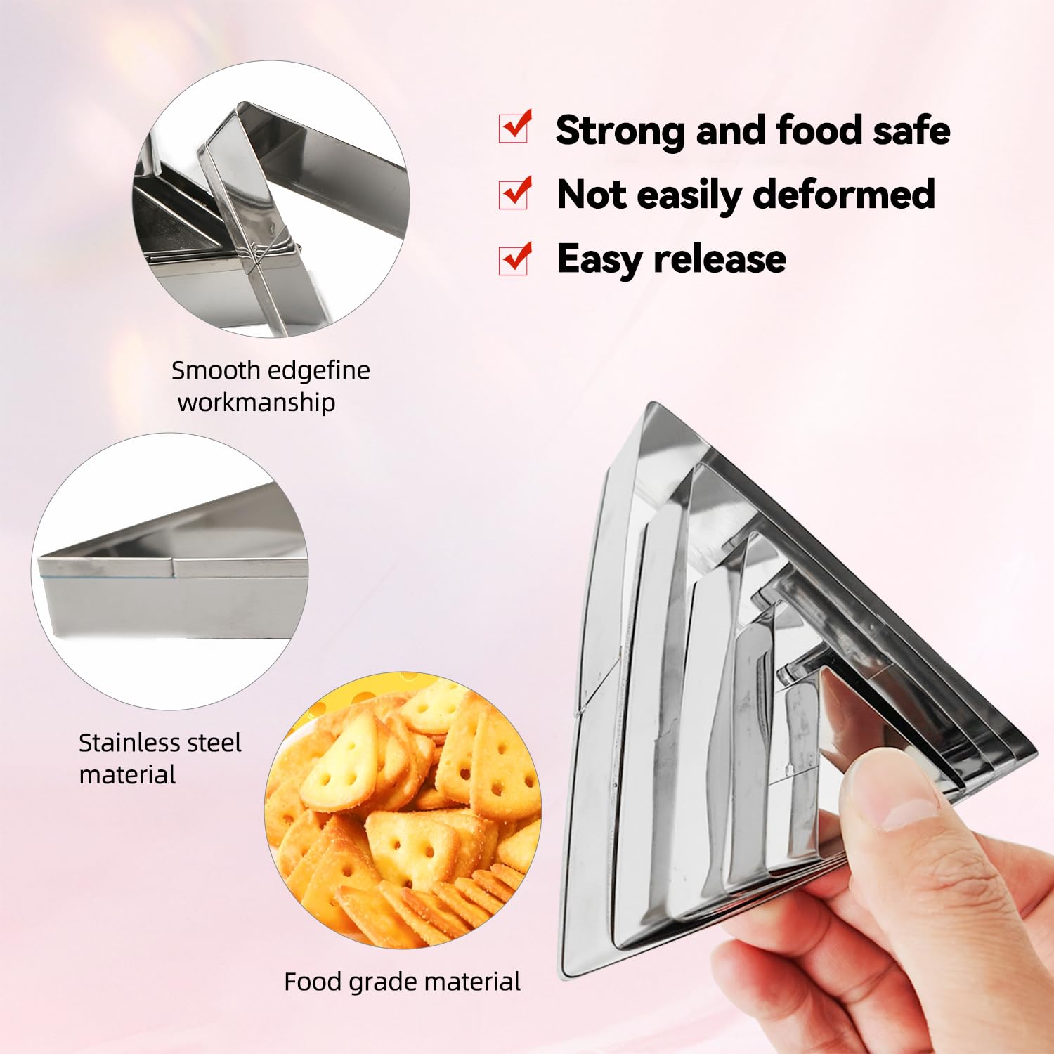 Sk Triangle Shape Cookie Cutter Set, Stainless Steel, 5-Piece, Small(2.7In)