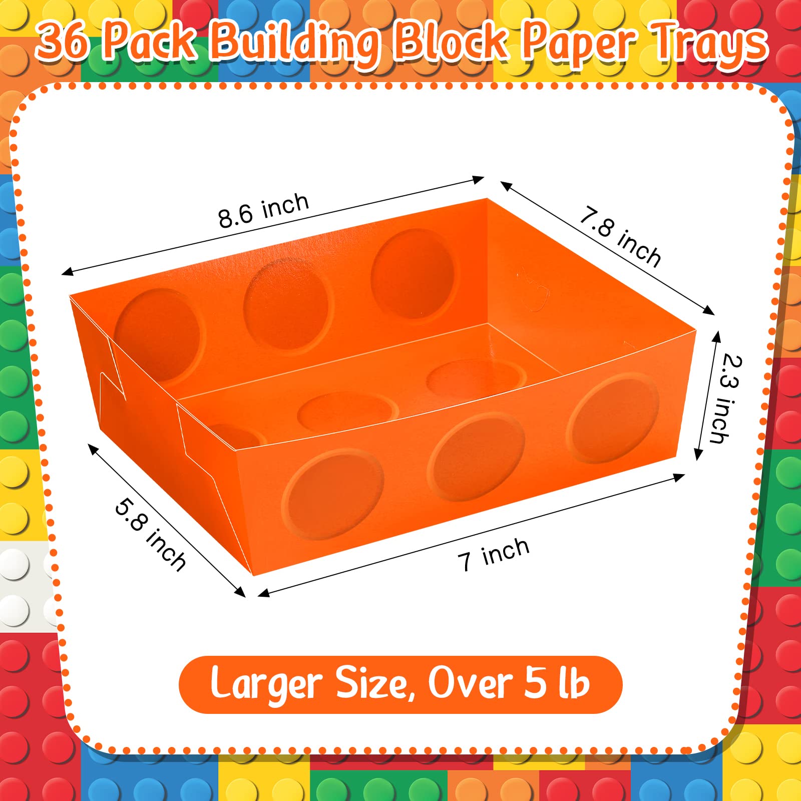25 Pcs Building Block Party Favor 5 Lb Paper Food Trays Large Brick Theme Party Disposable Serving Tray Snack Trays For Food Bui