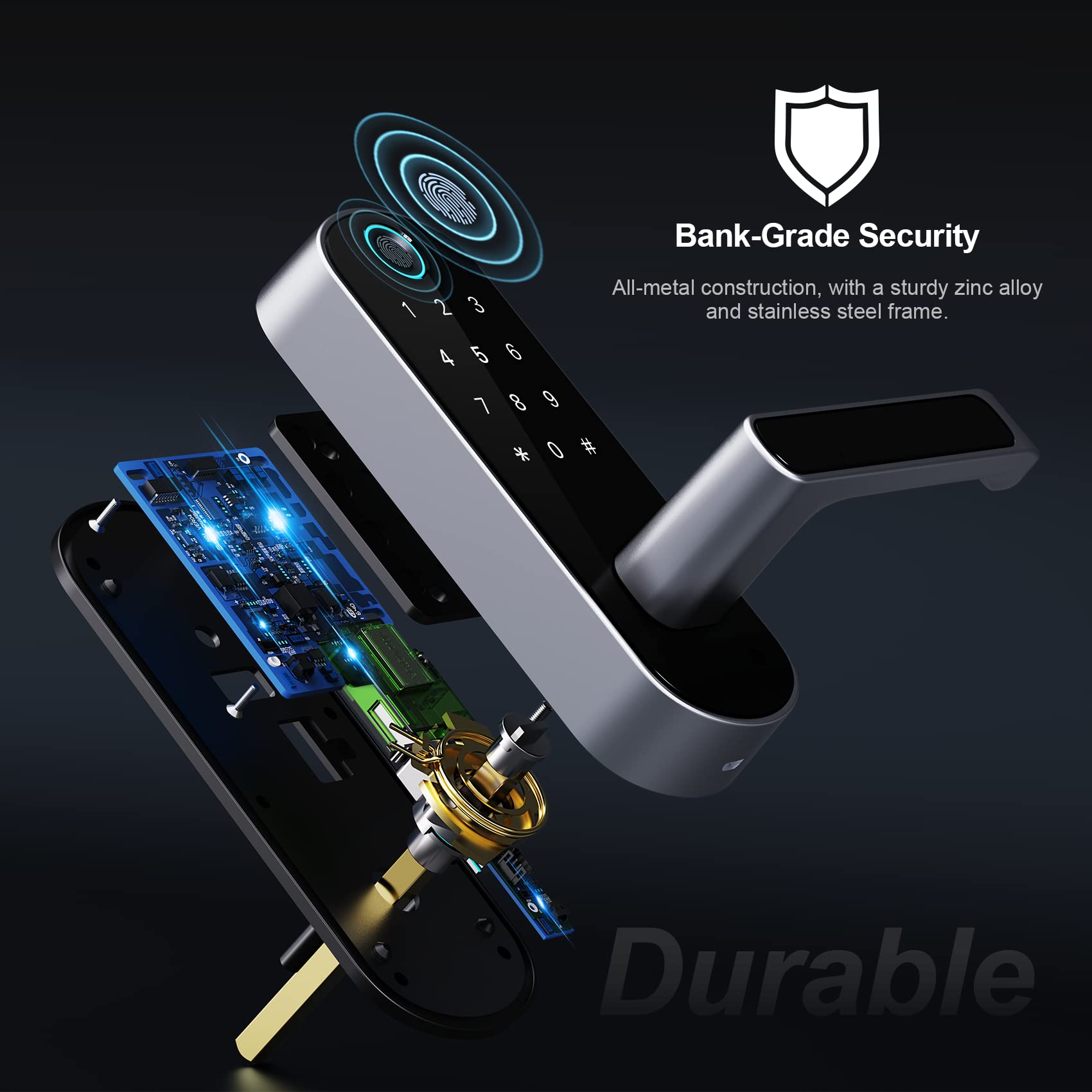 Dermum Smart Lock, Keyless Entry Door Lock, Smart Door Lock, Smart Lock For Front Door, Door Lock With Keypad, Fingerprint Door