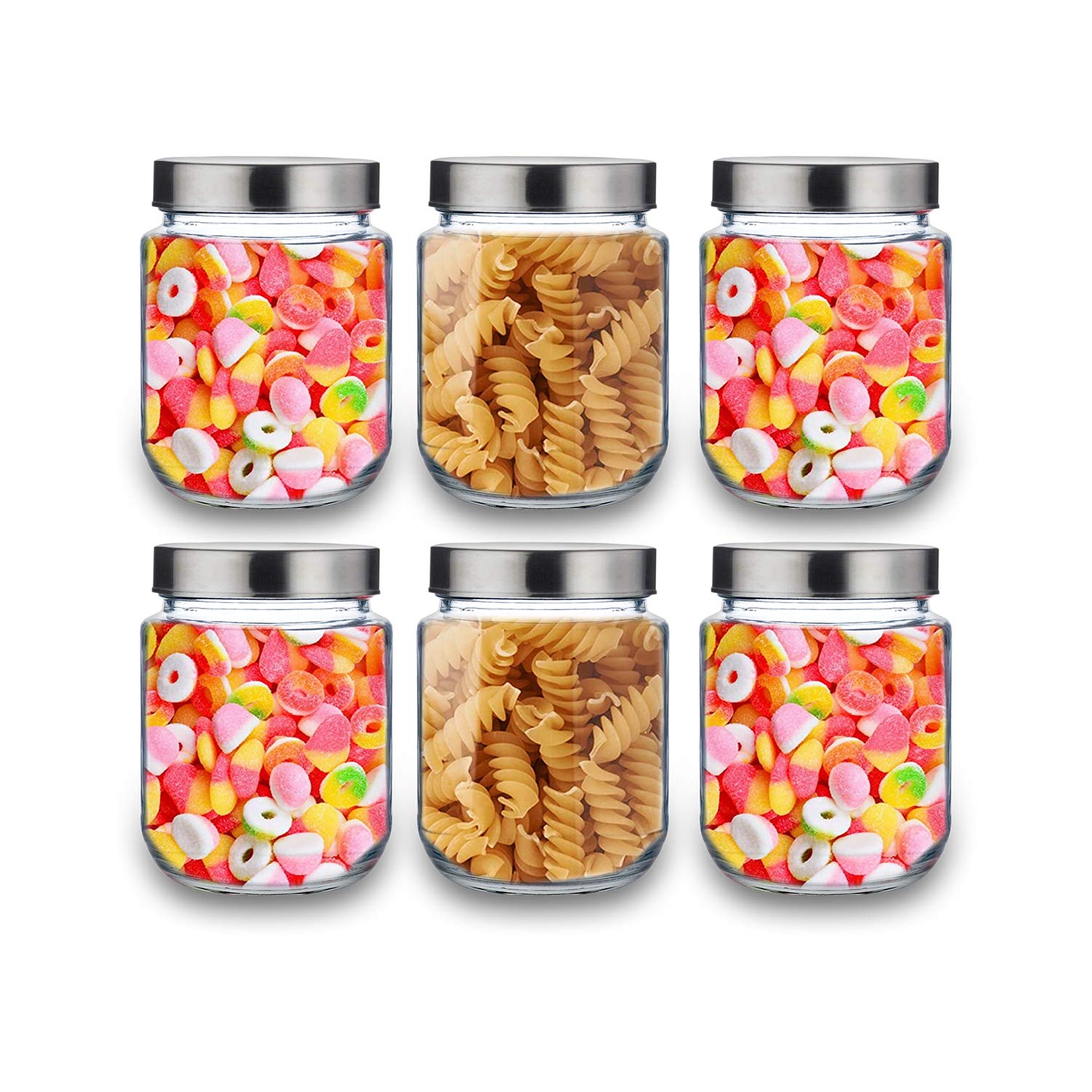 Croco Jar Glass Round Jar AirTight Jars With Stainless Steel Lid, Perfect For Dry Fruits, Biscuits, Cookies & CandyS, Spices, 