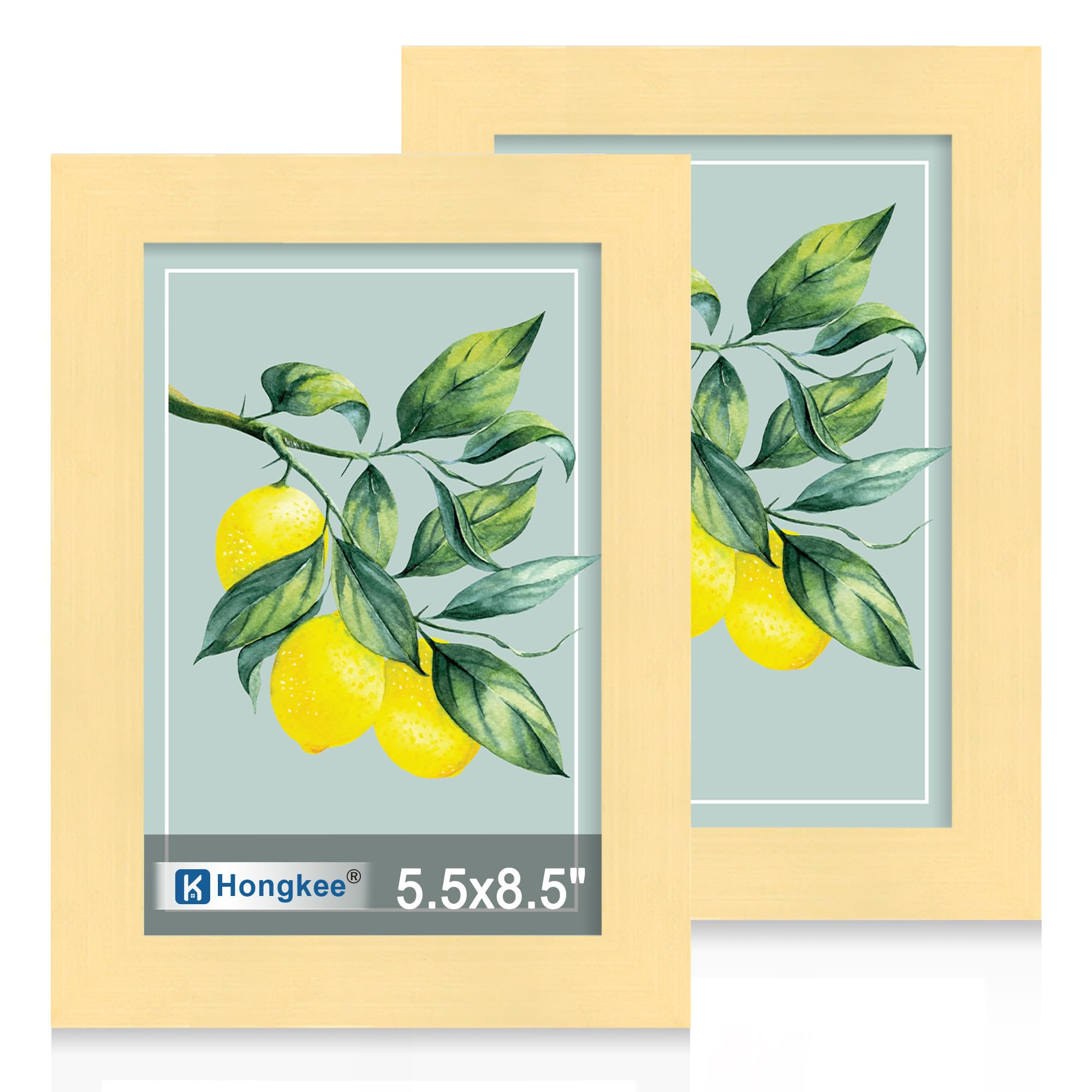 Hongkee 5.5 x 8.5 Diploma Frame Set of 2, Made of Real Glass and Gold Wooden Frame - 5.5 by 8.5 Photo for Wall or Tabletop