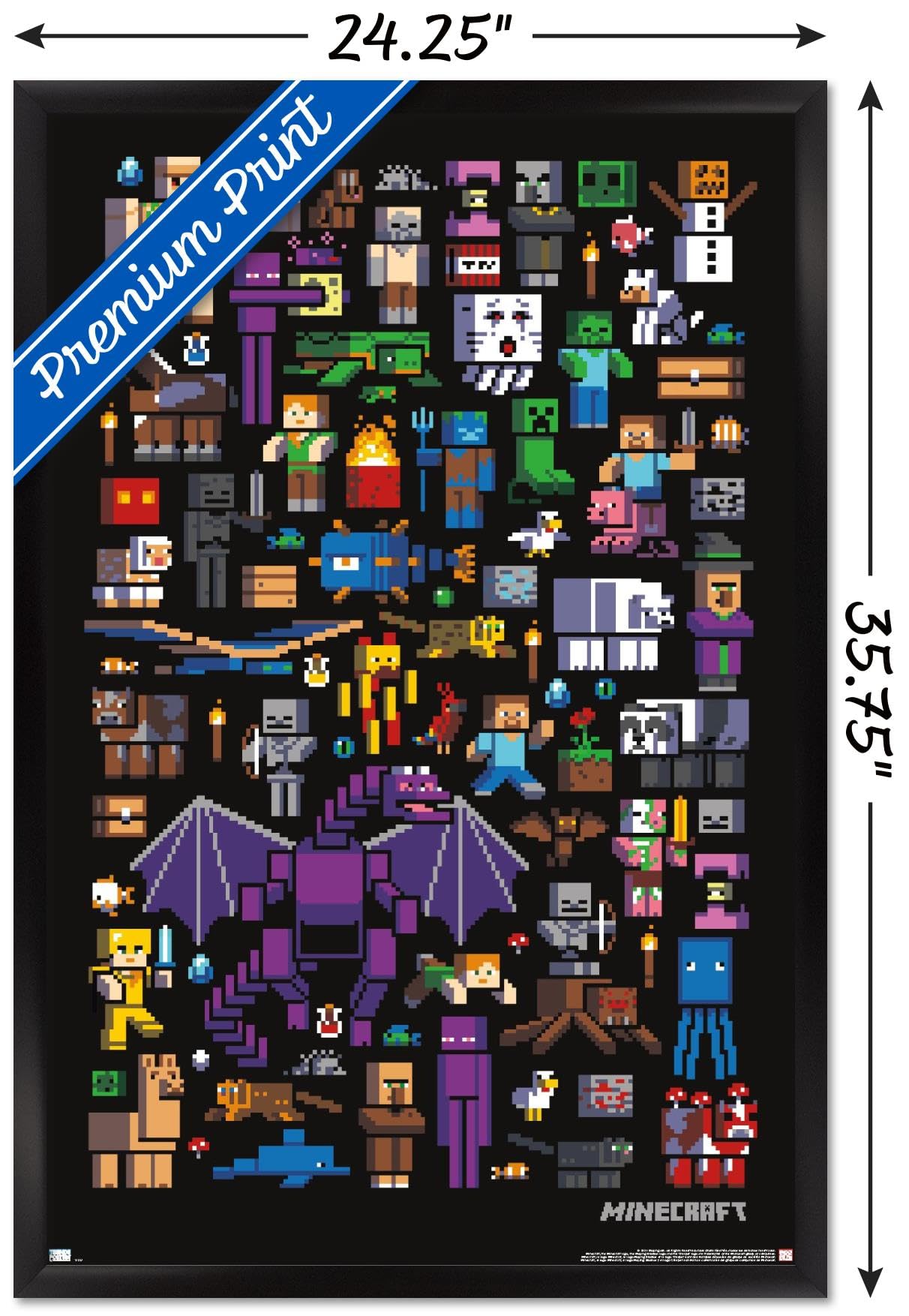 Trends International Minecraft - Mobbery Wall Poster, 22.375'' X 34'', Black Framed Version