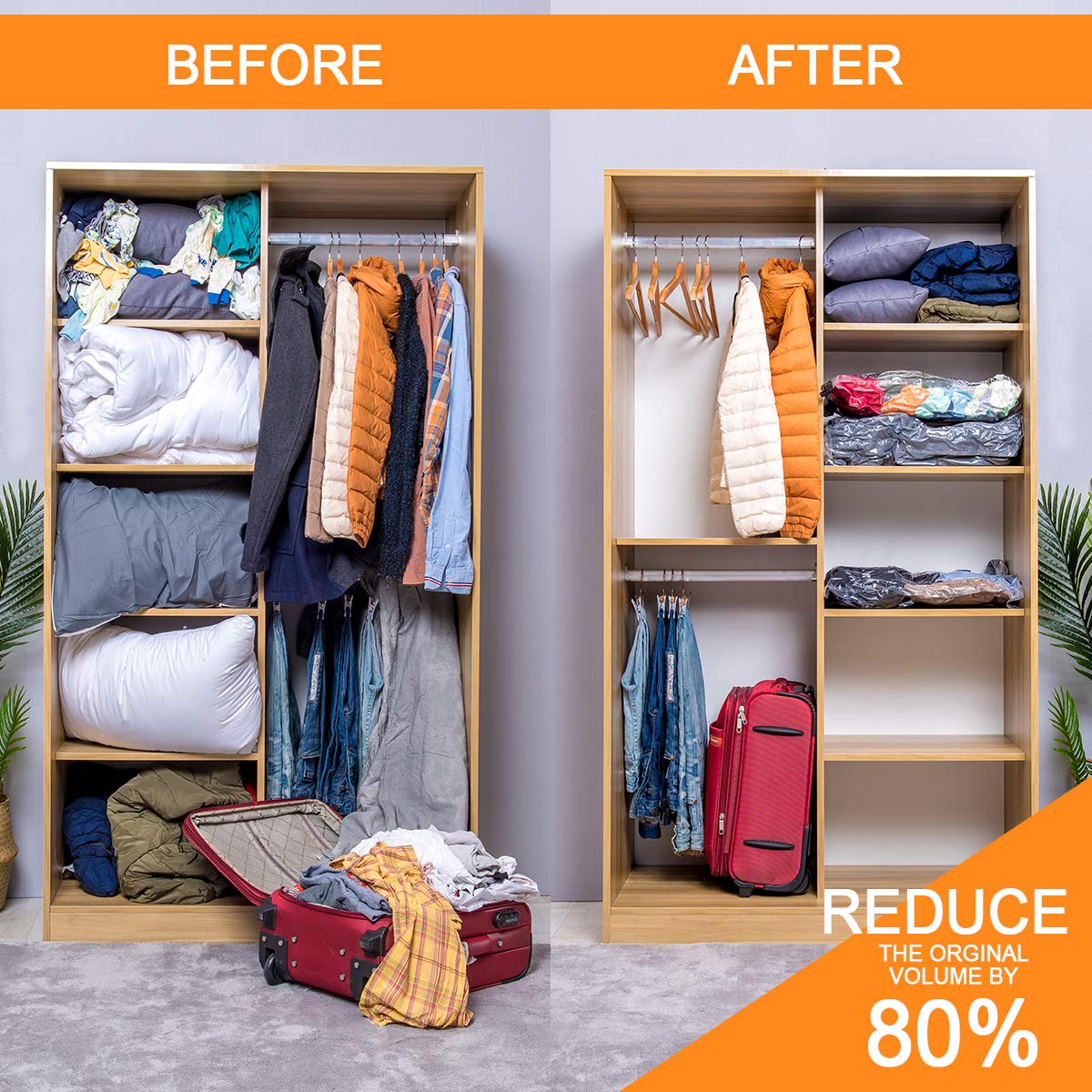 Vacuum Storage Bags (5 x Medium  5 x Small)  Space Saver Sealer Compression Bags with Travel Hand Pump for Blankets  Comforters  Pillows  Clothes Storage