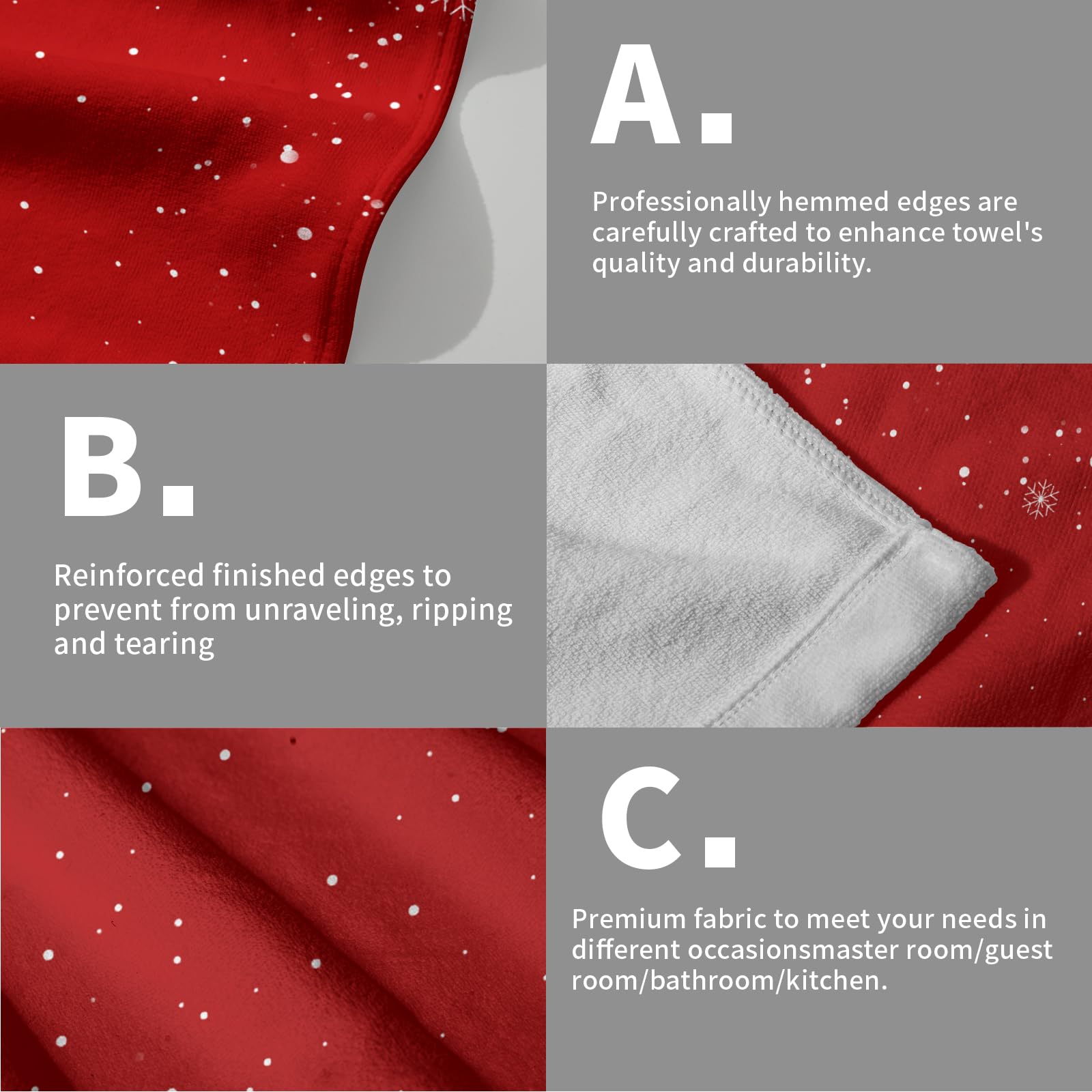 Christmas Snowflakes Hand Towels Set Of 2 Winter Red Christmas Bath Towels For Bathroom Soft Absorbent Xmas Towels Christmas Was