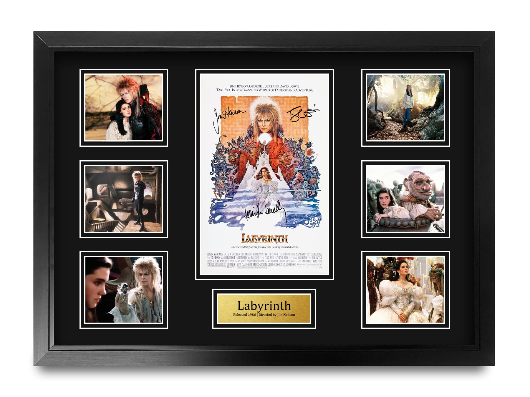 HWC Trading FR A2 Labyrinth Gifts Printed Signed Autograph Presentation Display Montage for Movie Memorabilia Fans - A2 Framed