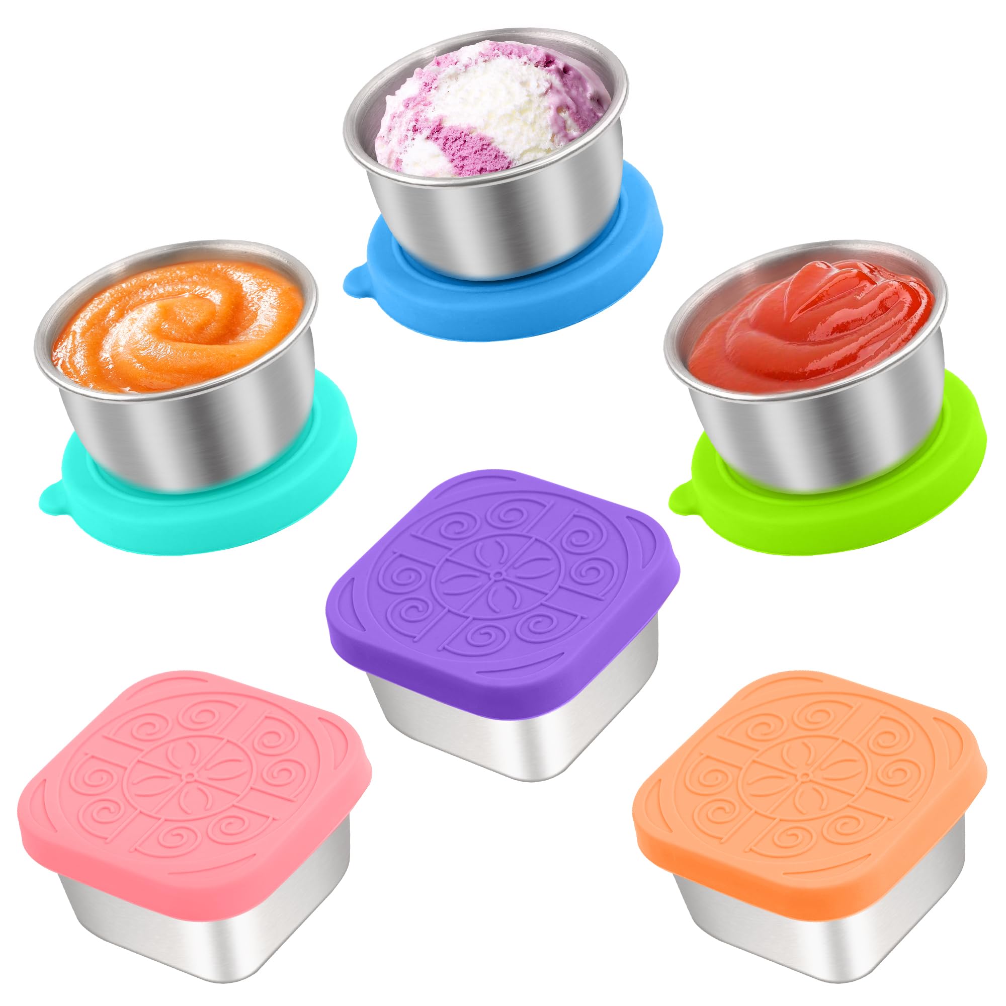 Qukaka 6 PCS Salad Dressing Container to Go,Handy Leakproof Stainless Steel Meal Prep Containers Reusable,Sauce Containers for L