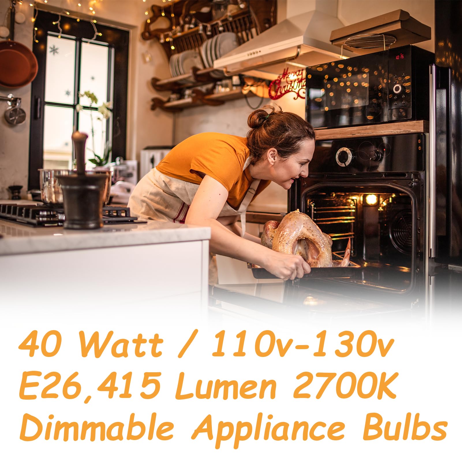 Cylyt 4-Pack Oven Light Bulbs 40 Watts Appliance Bulb, E26 A15 120V High Heat Bulbs For Stove Hood, Refrigerator, Microwave, War