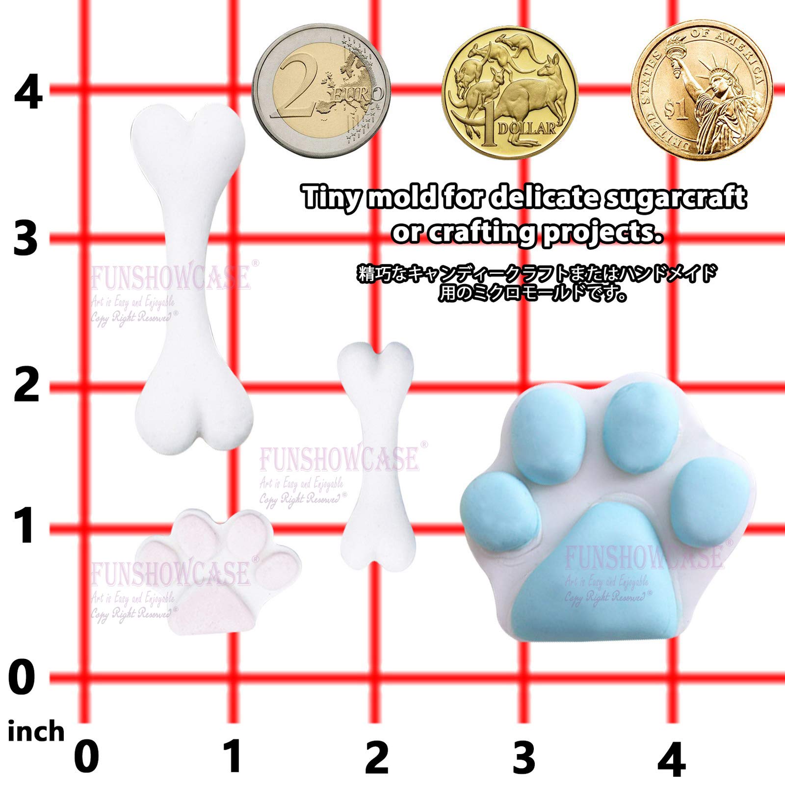 Funshowcase Assorted Dog Footprints And Bones Silicone Candy Mold For Cake Decorate, Clay, Crafting