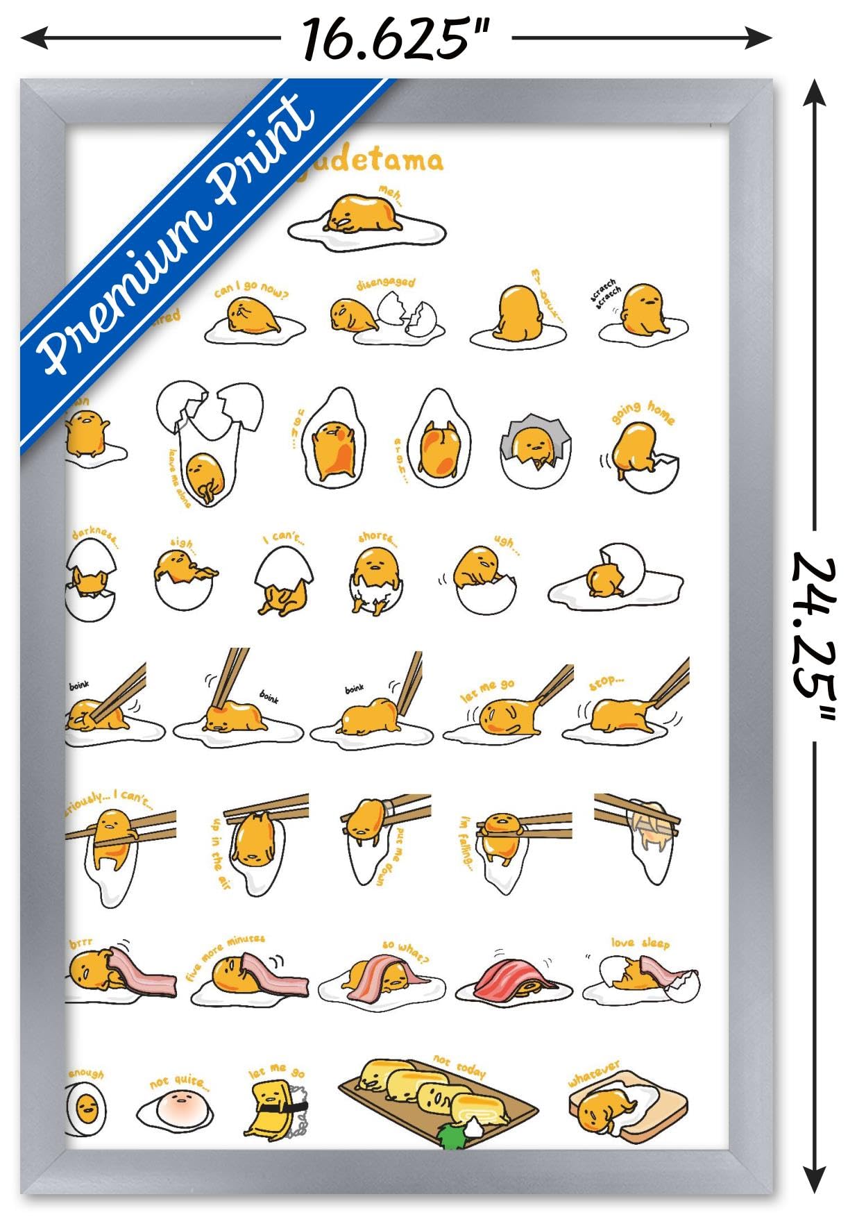 Trends International Gudetama - Grid Wall Poster, 14.725'' X 22.375'', Silver Framed Version