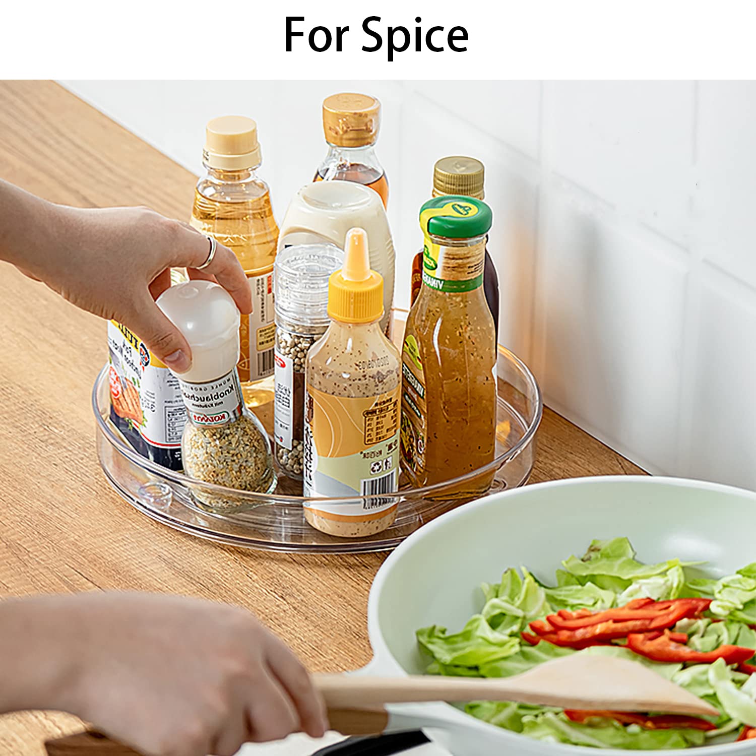 Uralfa 9 Inch Lazy Susan Spice Rack Organizer, 360 Degree Rotating Round Lazy Susan Turntable For Cabinet, 2-Pack,Clear