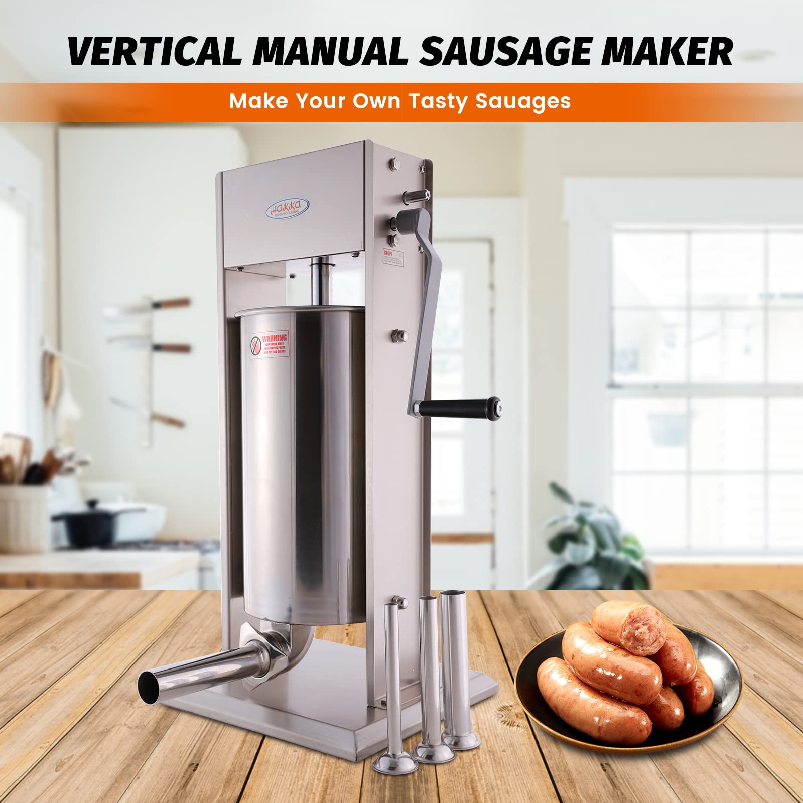 Hakka 25 Lb/12 L Sausage Stuffer 2 Speed Stainless Steel Vertical Sausage Maker
