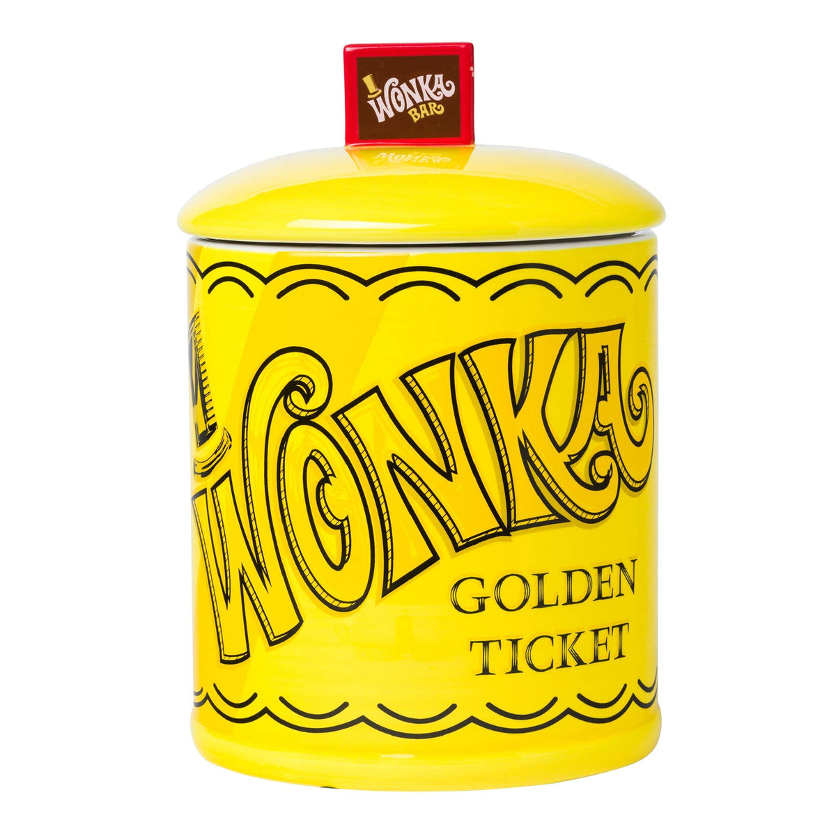 Silver Buffalo Willy Wonka And The Chocolate Factory Wonka Bar Golden Ticket Ceramic Cookie Snack Jar (Large)