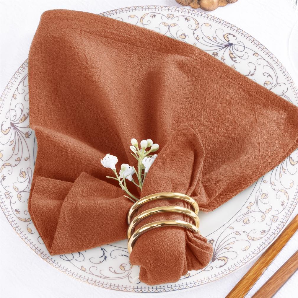 Mlmw Terracotta Linen Cloth Napkins Set Of 8 Vintage Cotton Dinner Napkins Cloth Bulk Washable 16''  16'' For Wedding Party Baby
