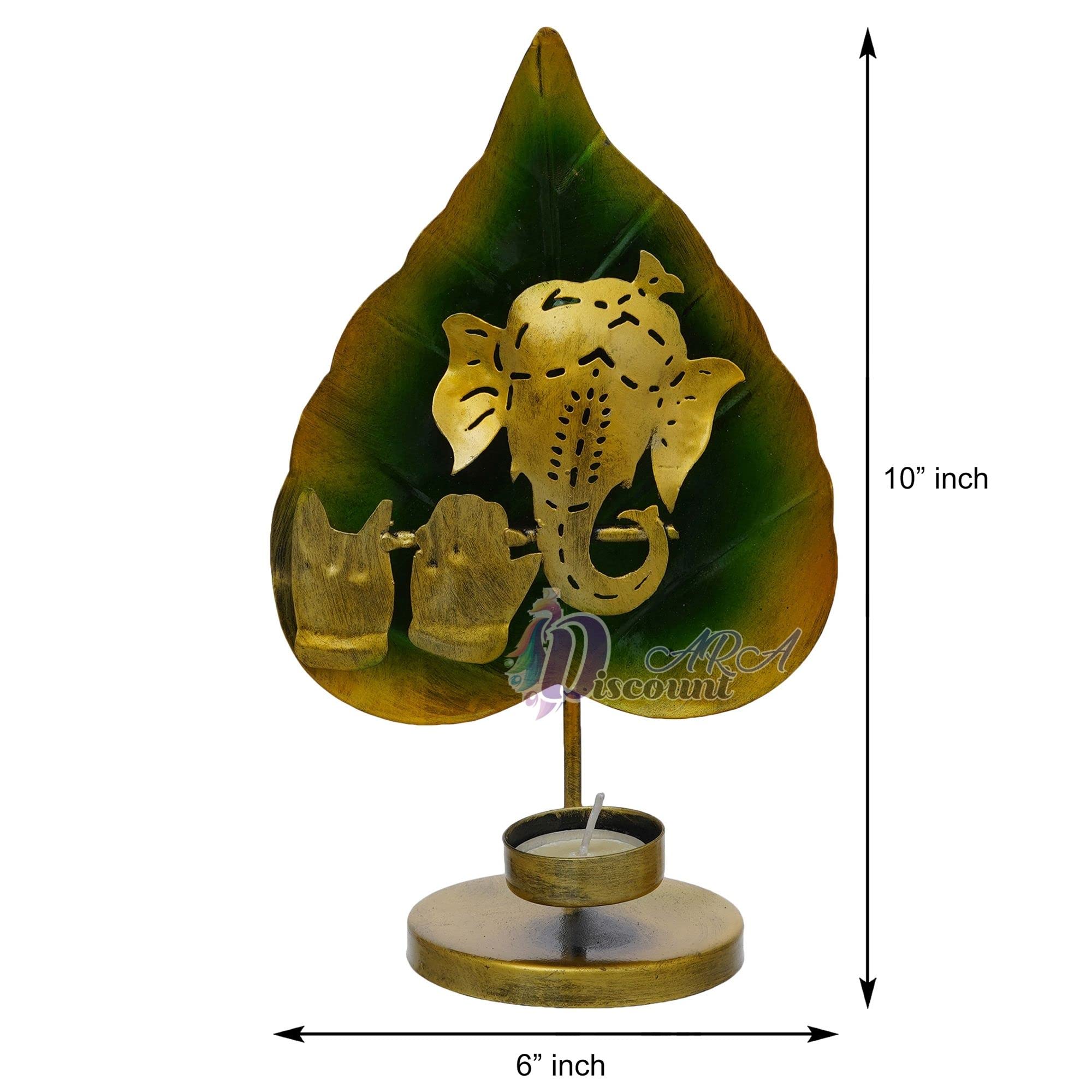 Discount ARA Leaf Ganesh Tealight Candle Holder/Tealight Holder/Diwali Gift Items/Festival Decoration Items/Wedding Gift Item/We