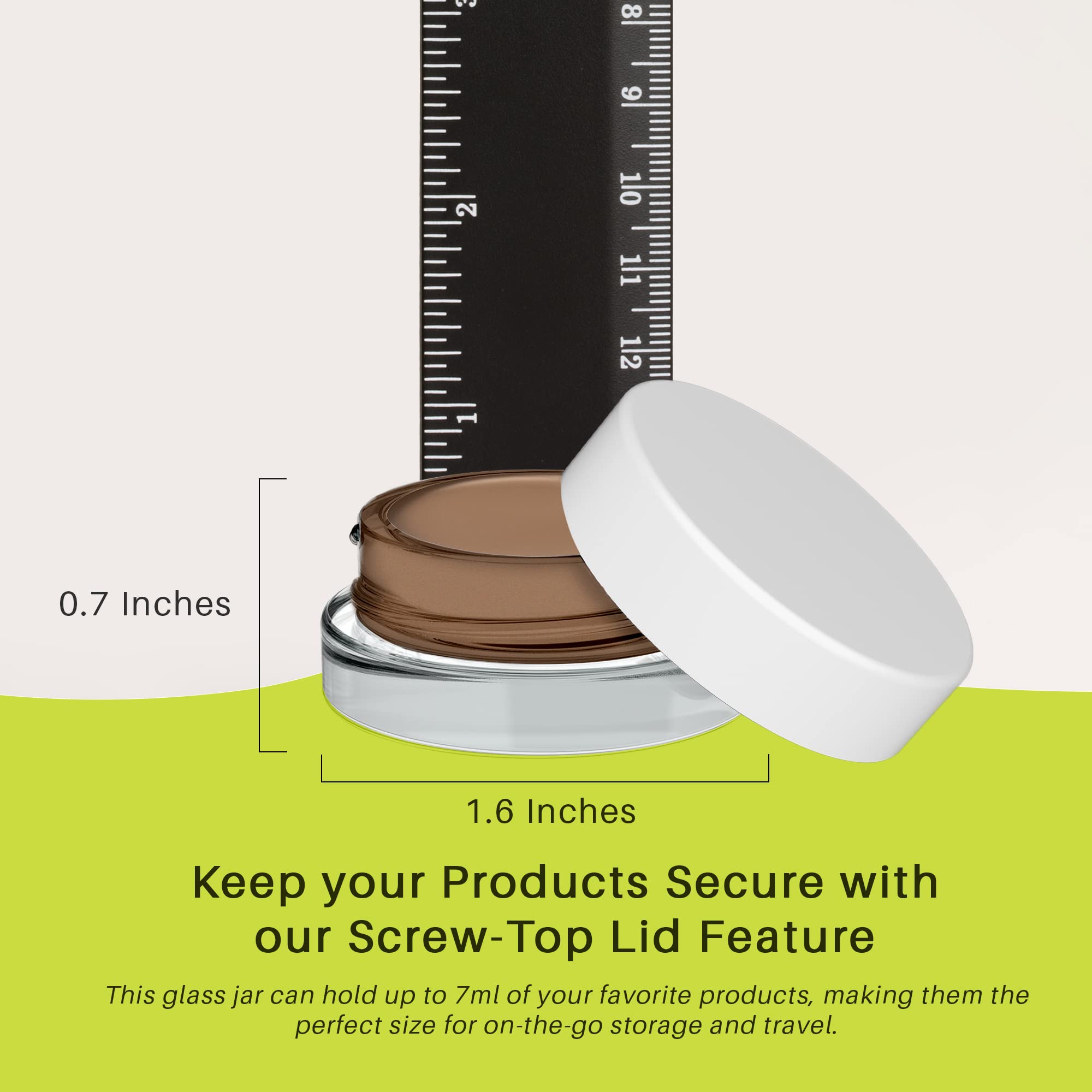 (90 Pack) 7ml Low Profile Thick Glass Jars with White Lids - Airtight Containers for Lip Balm  Cosmetic  Oil  Wax  Creams - Tiny Refillable Storage Great for Travel  Skincare & More