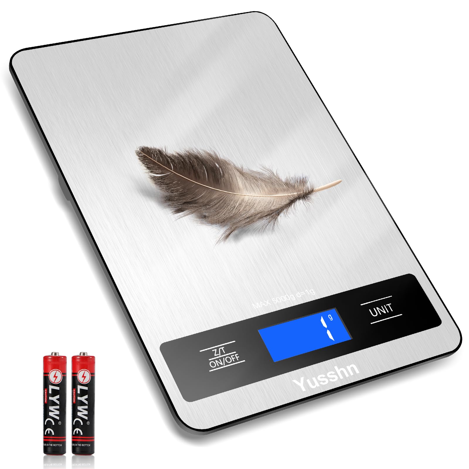 Food Scale, 11lb Kitchen Scale with 0.05oz/1g Precision, 6 Units Tare Function & LCD Display, Stainless Steel Digital Scale for 