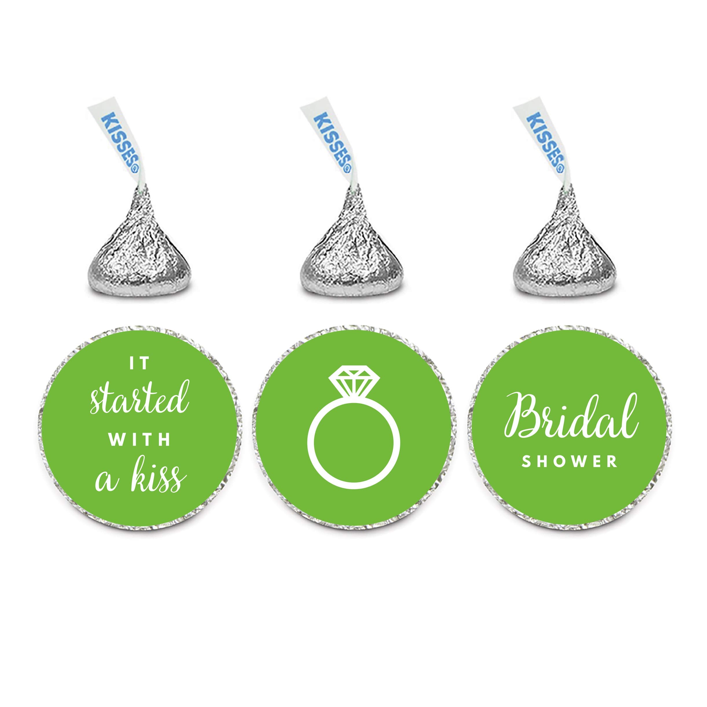 Andaz Press Chocolate Drop Labels Trio, Fits Kisses, Wedding Bridal Shower, Kiwi Green, 216-Pack