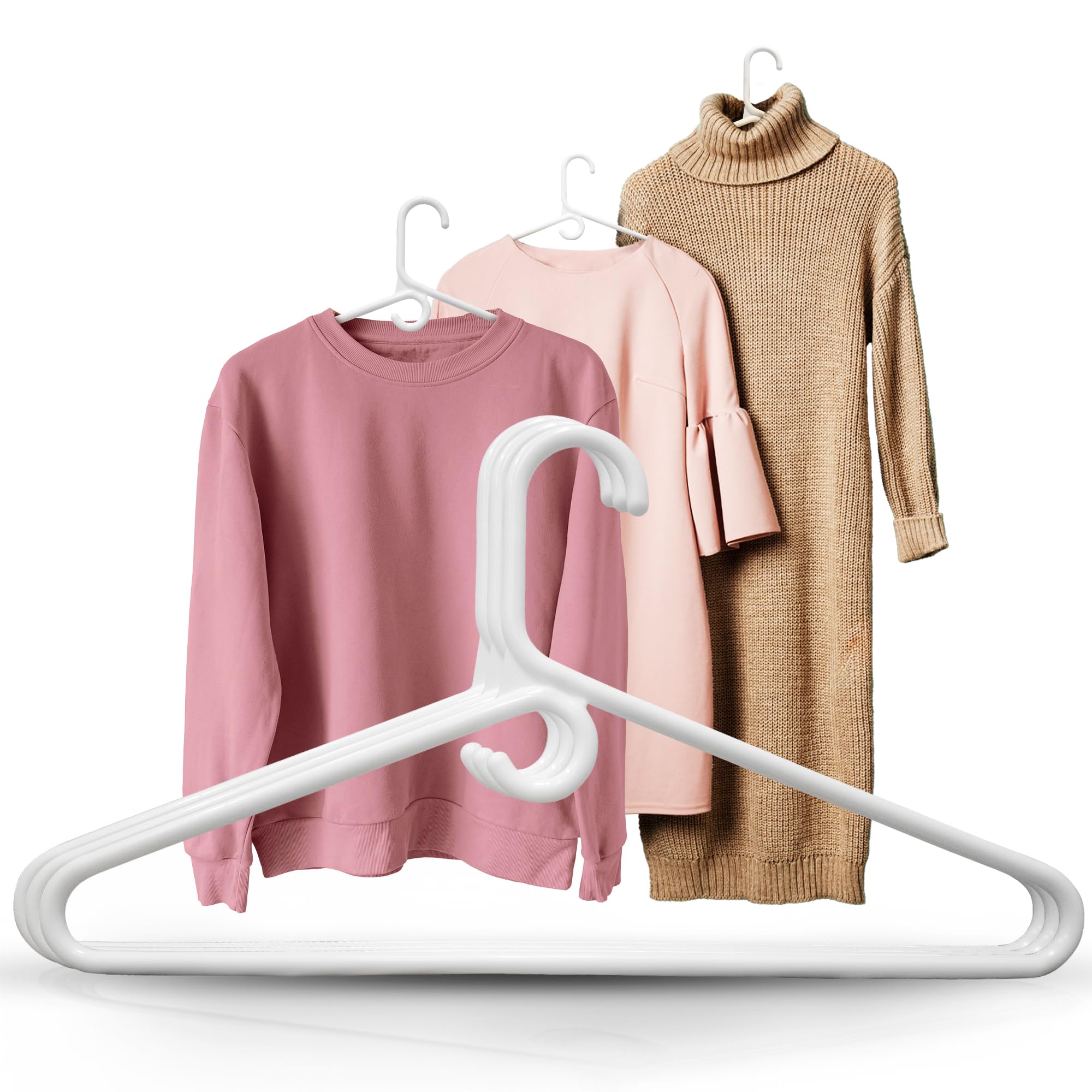 Deilsy White Plastic Hangers - Super Heavy Duty Clothes Hanger, Thick Strong Standard Closet Plastic Hangers With Hook For Scarv