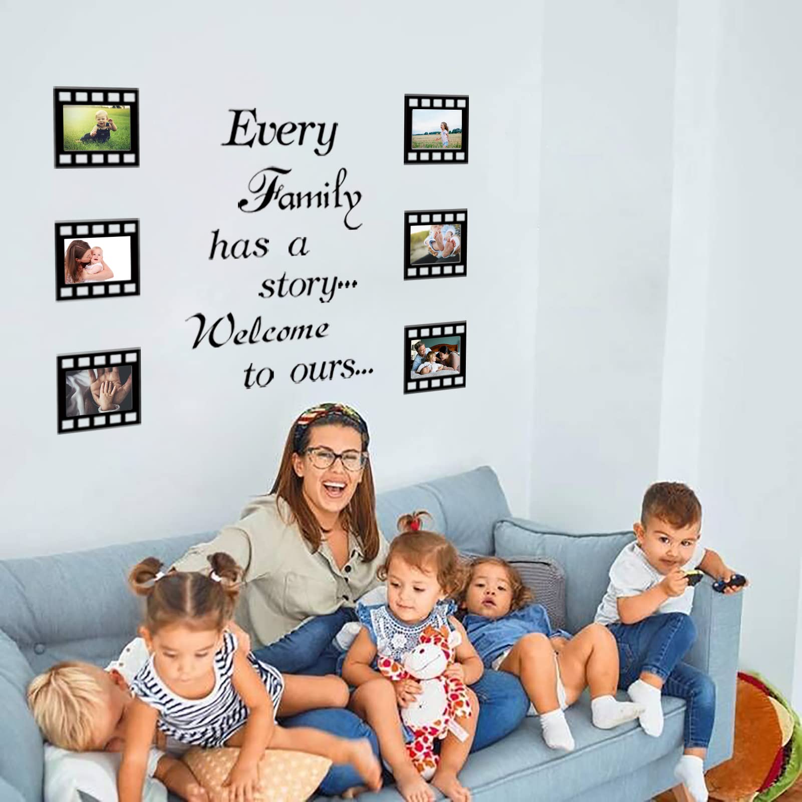 Every Family Has A Story,Family Wall Art Stickers Contains 6 Pcs 4X6In Picture Frame Wall Decor Stickers For Living Room Family