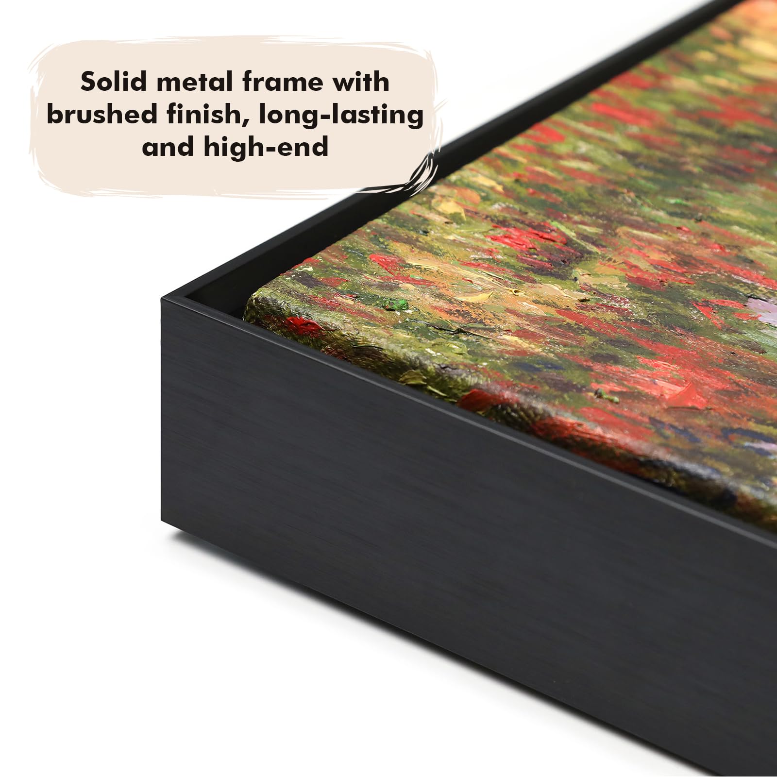 FOLKOR Floating Frame for 48x60 Canvas Painting  Large DIY Metal Canvas Frame with 1.5'' Deep for Oil Paintings Art Prints Artwork  Floater Frame for Landscape Portrait Home Office Wall Decor (Black)