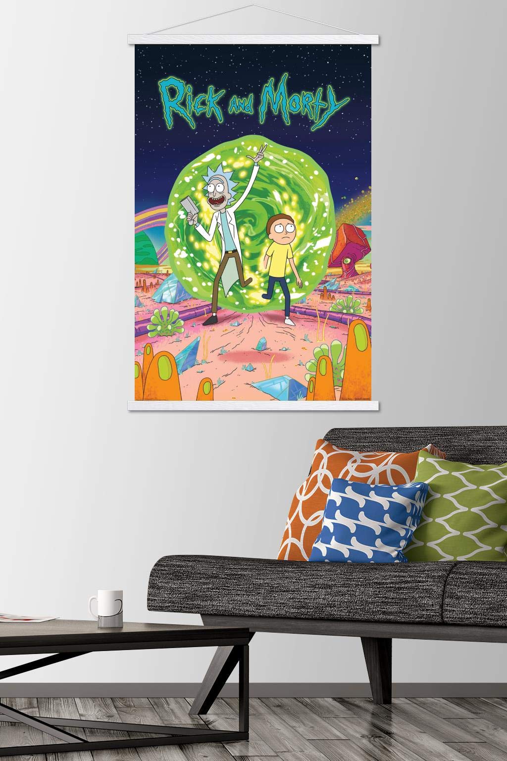 Trends International Rick And Morty - Cover Wall Poster, 22.375'' X 34'', Premium Print And White Hanger Bundle