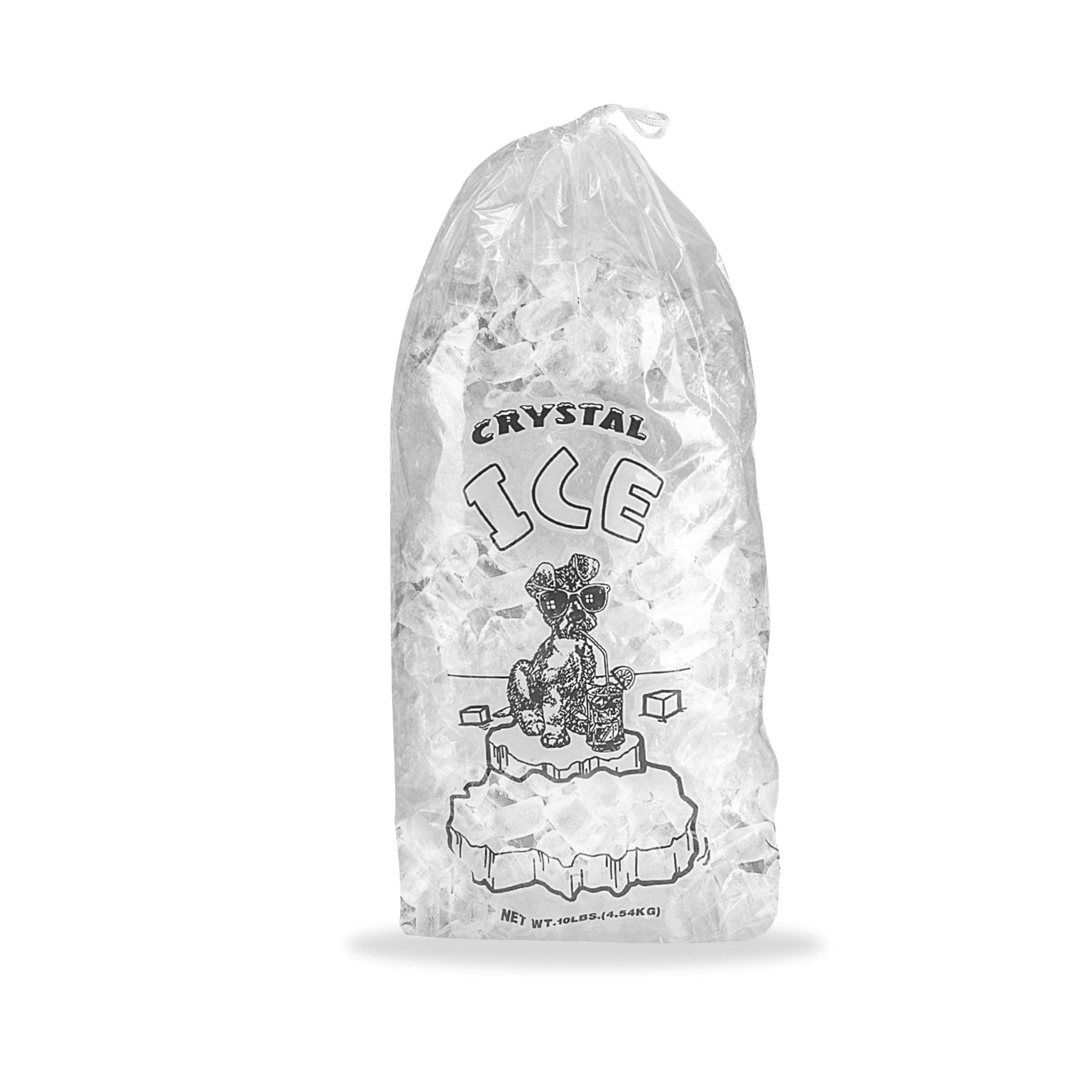Apq Pack Of 500 Drawstring Ice Bags 11 X 18. Pure Ice Printed Bags 11X18. Thickness 1.5 Mil. 8 Lbs. Bpa Free Food Grade Safe Met