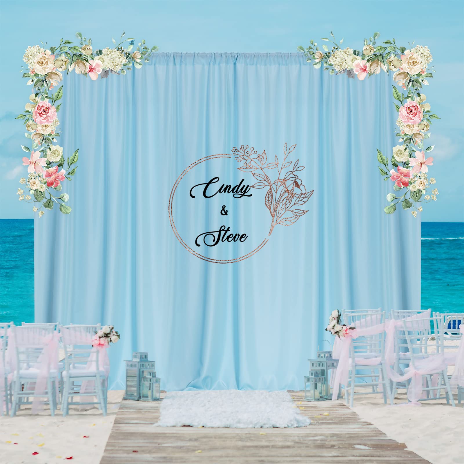 Mysky Home 20Ft X 10Ft Curtains Light Blue Backdrop Curtains For Parties Wedding Curtains Stage Curtains Rod Pocket Sliding Drap
