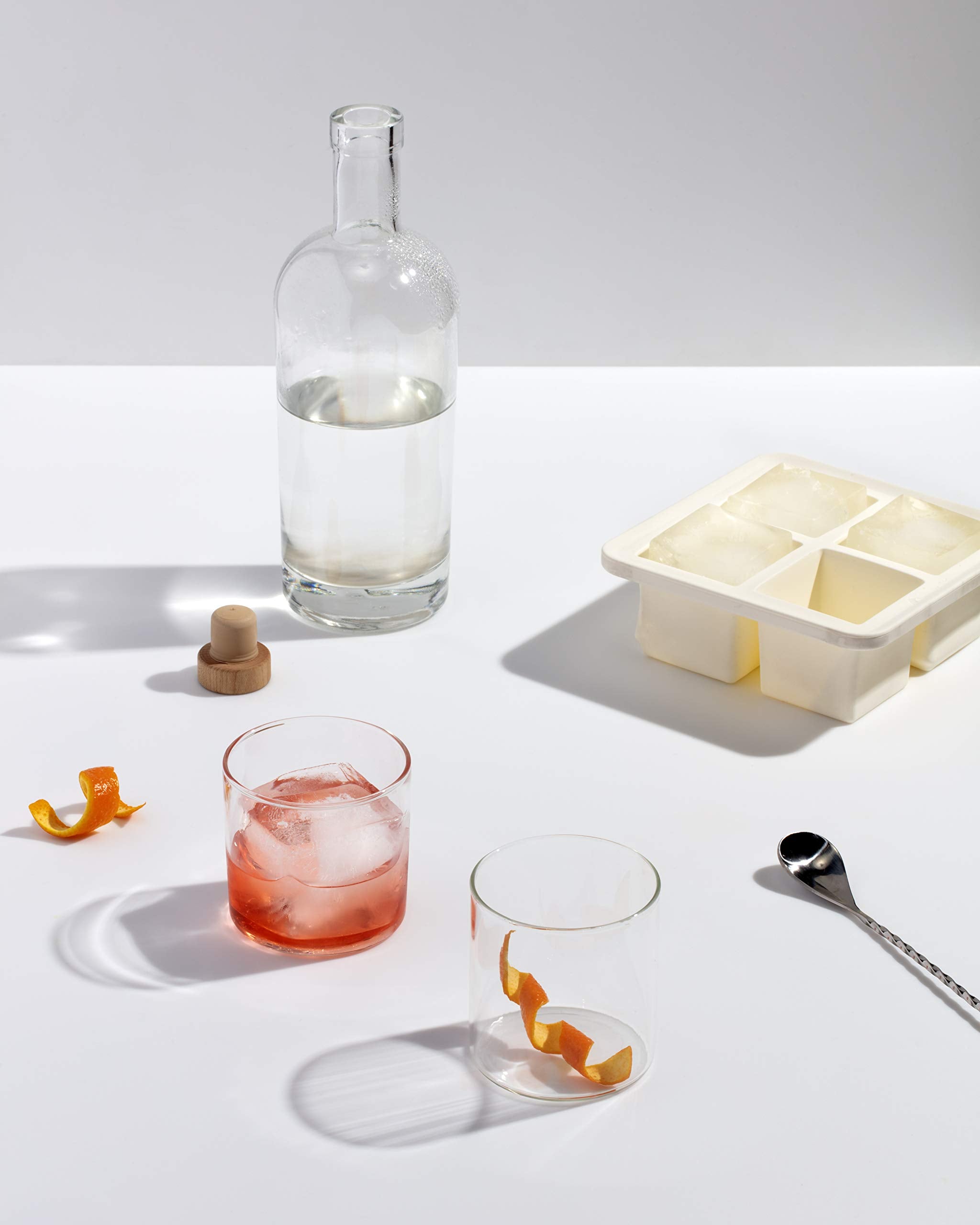 W&P Peak Silicone Extra Large Cube Ice Tray W/ Protective Lid | Charcoal | Easy To Remove Ice Cubes | Food Grade Premium Silicon