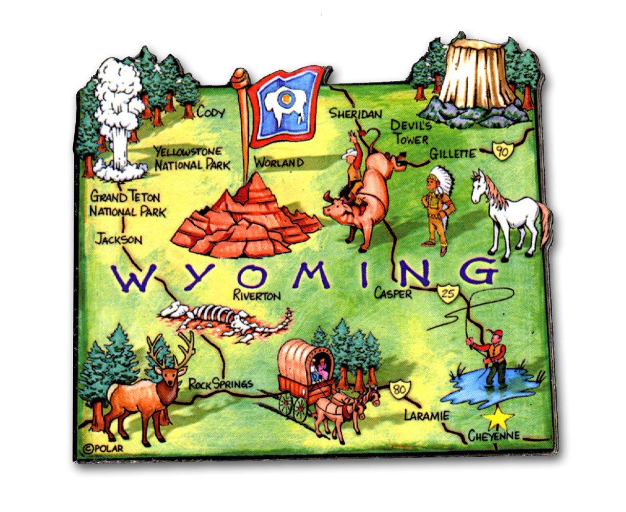 Wyoming State Decowood Jumbo Wood Fridge Magnet 3