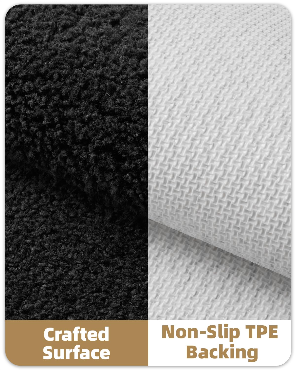 Color G Black Bathroom Rugs - Absorbent  Non Slip  Soft  Washable  Quick Dry  24''x43'' Long Black Bath Mat Bathroom Runner Bathroom Carpet