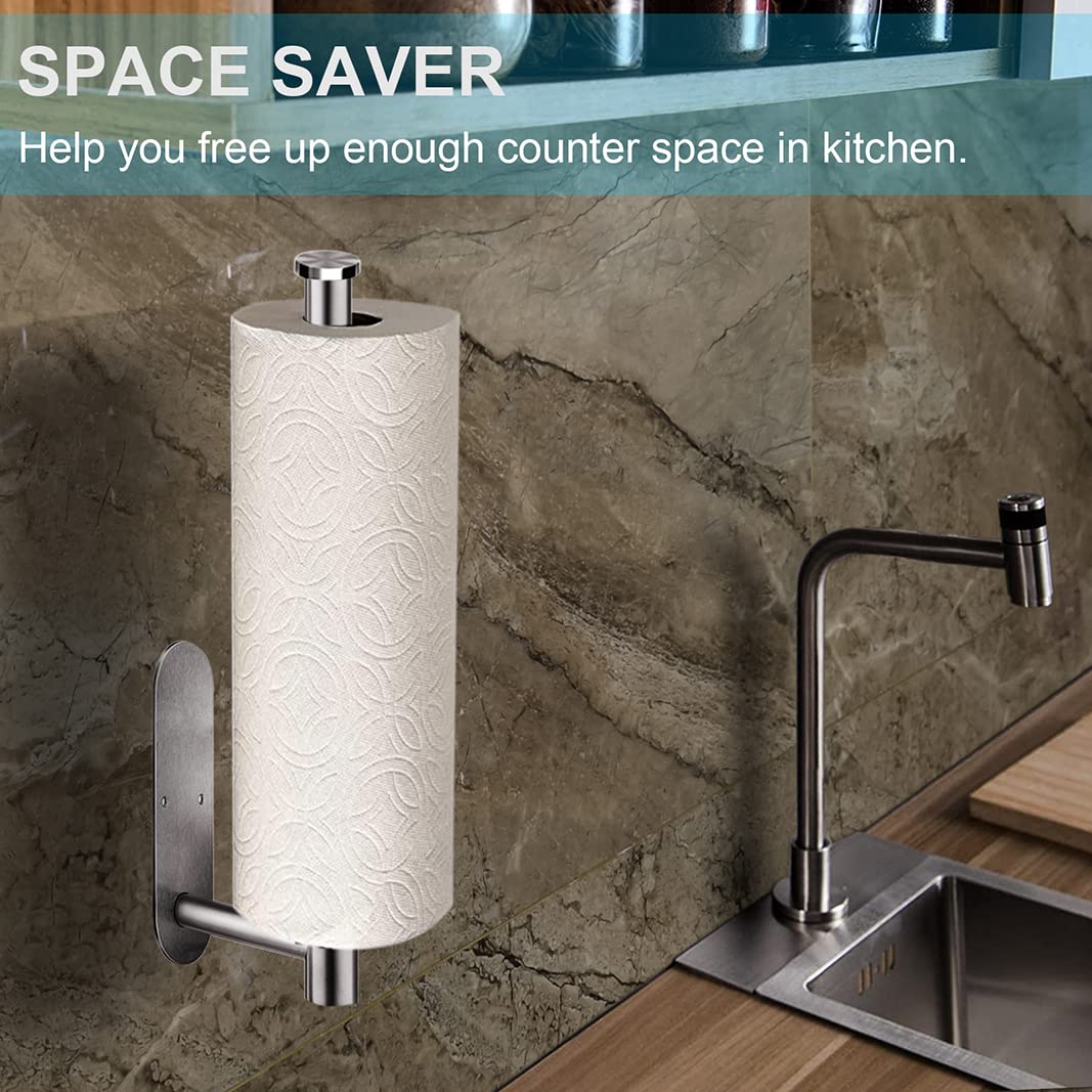 Cuxixa Paper Towel Holder Under Cabinet 2 Pack,Stainless Steel Paper Towel Holder Wall Mount For Kitchen, Bathroom, Rv, Paper To