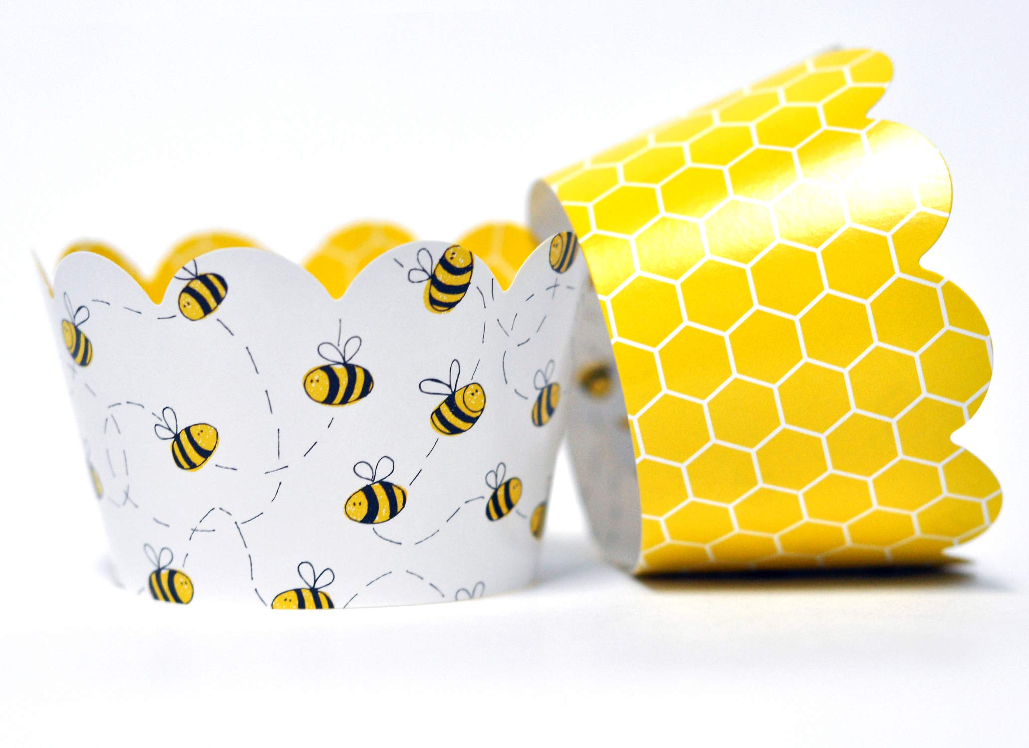 Honey Bee Cupcake Wrappers For Gender Reveal, Birthday Parties, Bridal Showers, Baby Showers, Or Backyard Summer Gatherings. Set