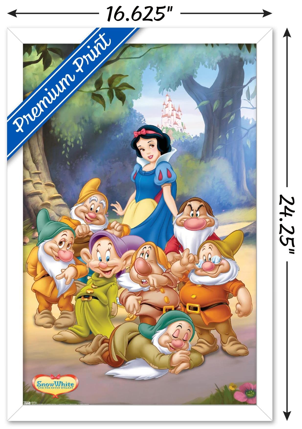 Trends International Disney Snow White And The Seven Dwarfs - Group Wall Poster, 14.725'' X 22.375'', White Framed Version