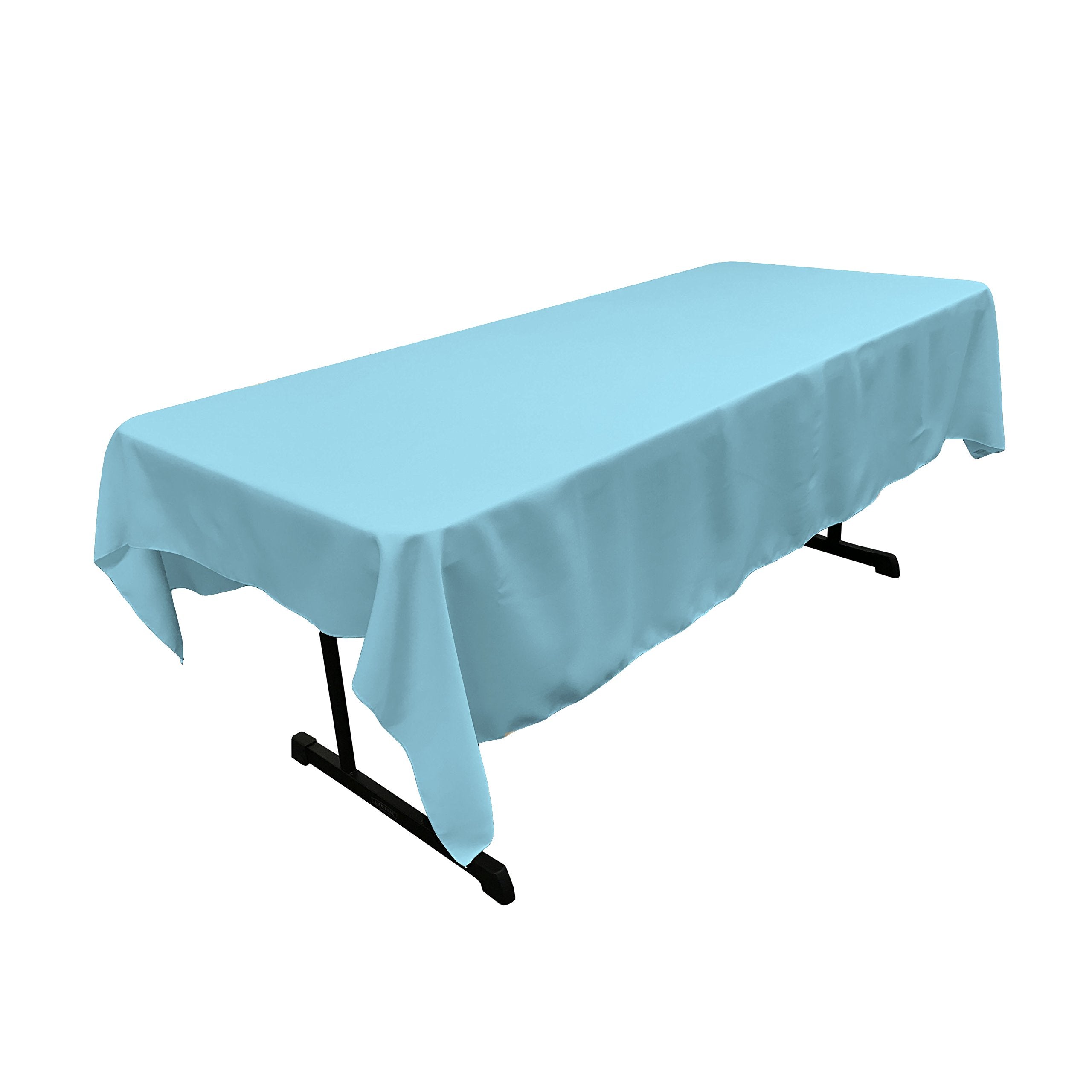 LA Linen Polyester Poplin 60 by 90-Inch Rectangular Tablecloth  Turquoise Light