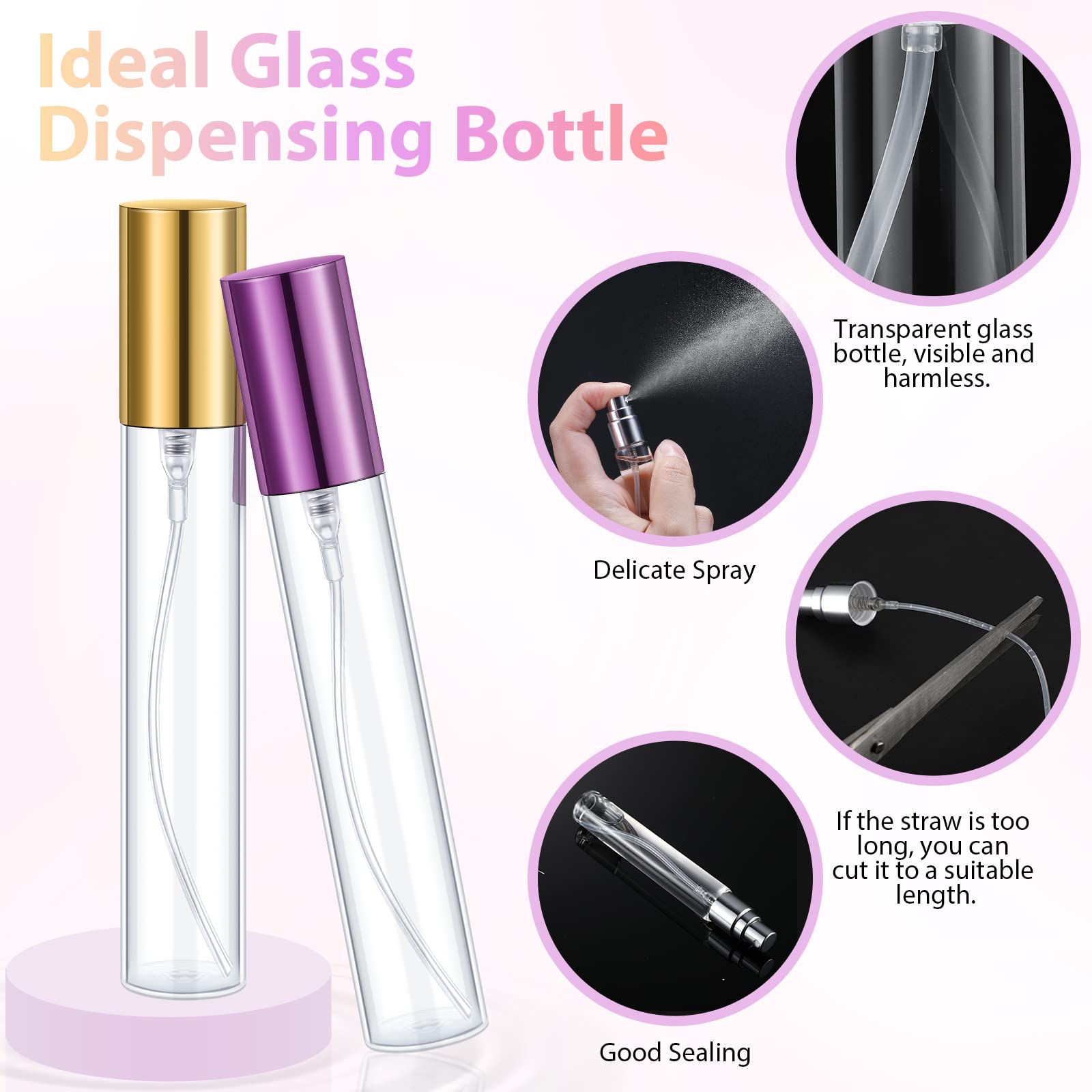 Yinder 25 Pcs 15Ml Travel Spray Bottle Refillable Perfume Atomizer Bulk Glass Mini Cologne Perfume Bottles Empty Fine Mist Porta