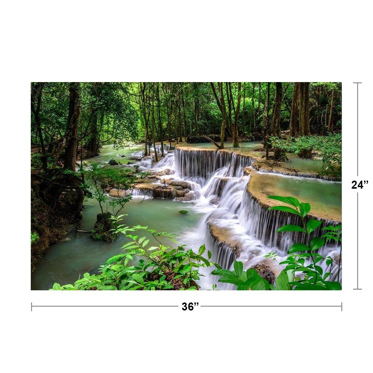 Huay Mae Kamin River Waterfall Jungle Forest Thailand Photo Cool Wall Decor Art Print Poster 36x24
